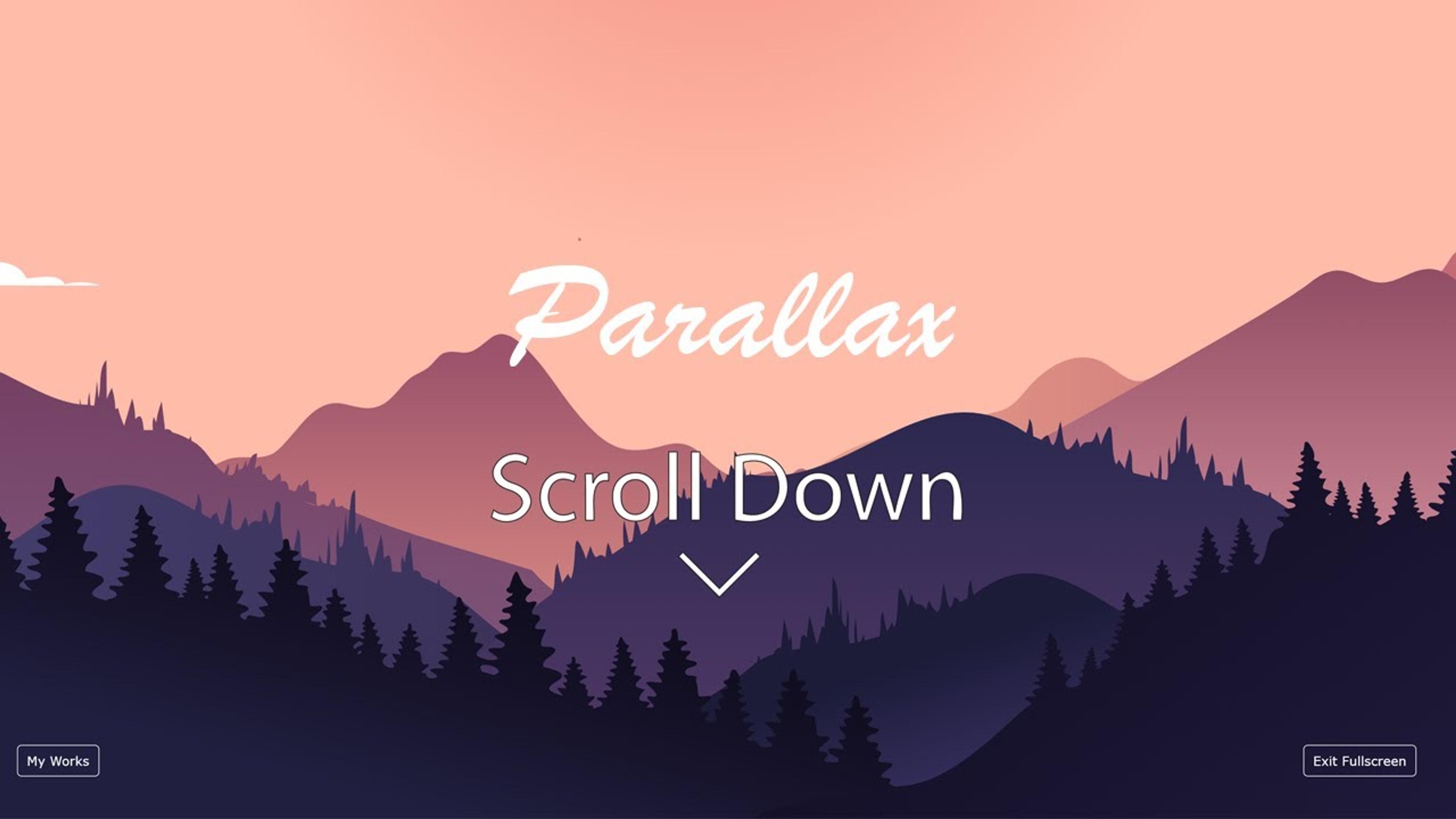 Parallax scrolling design with a mountain landscape