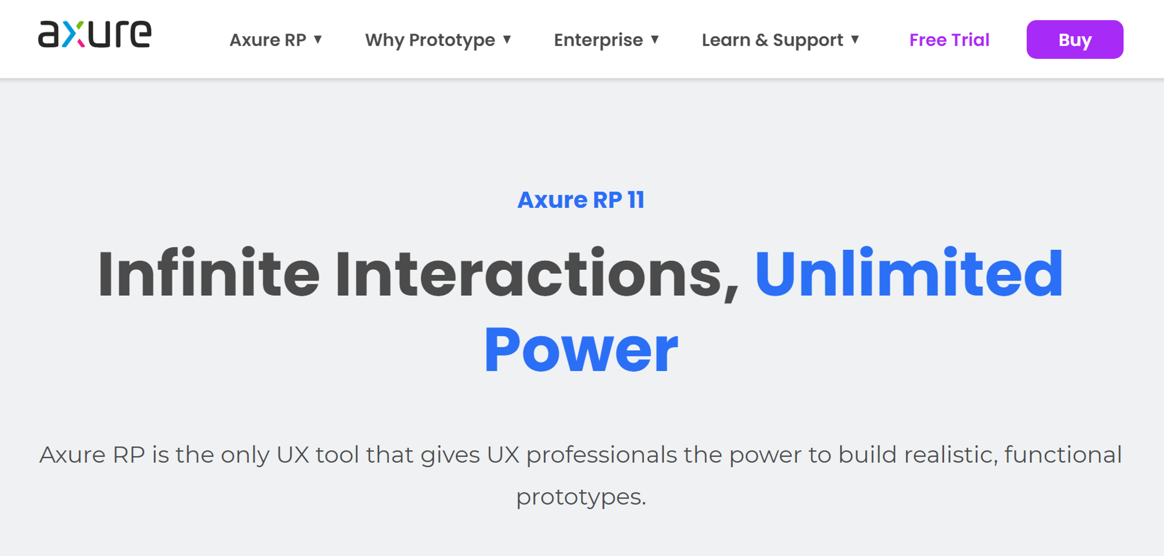 Axure RP 11 homepage promoting its UX prototyping tool