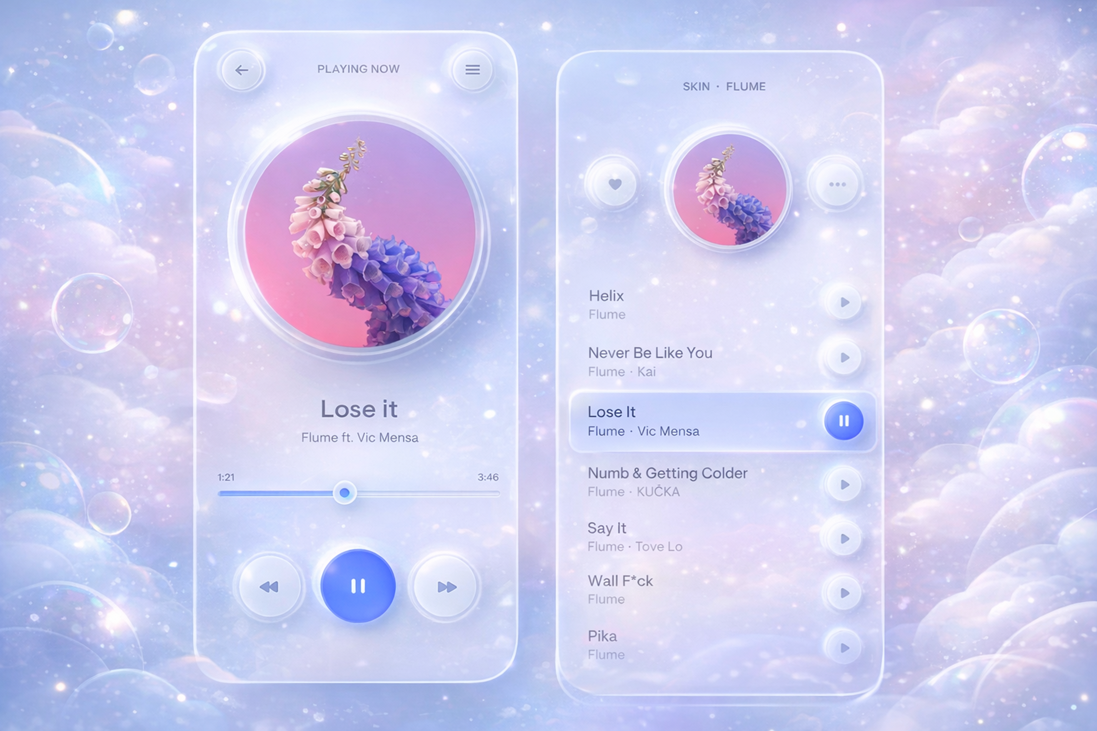 Minimalistic music player app design