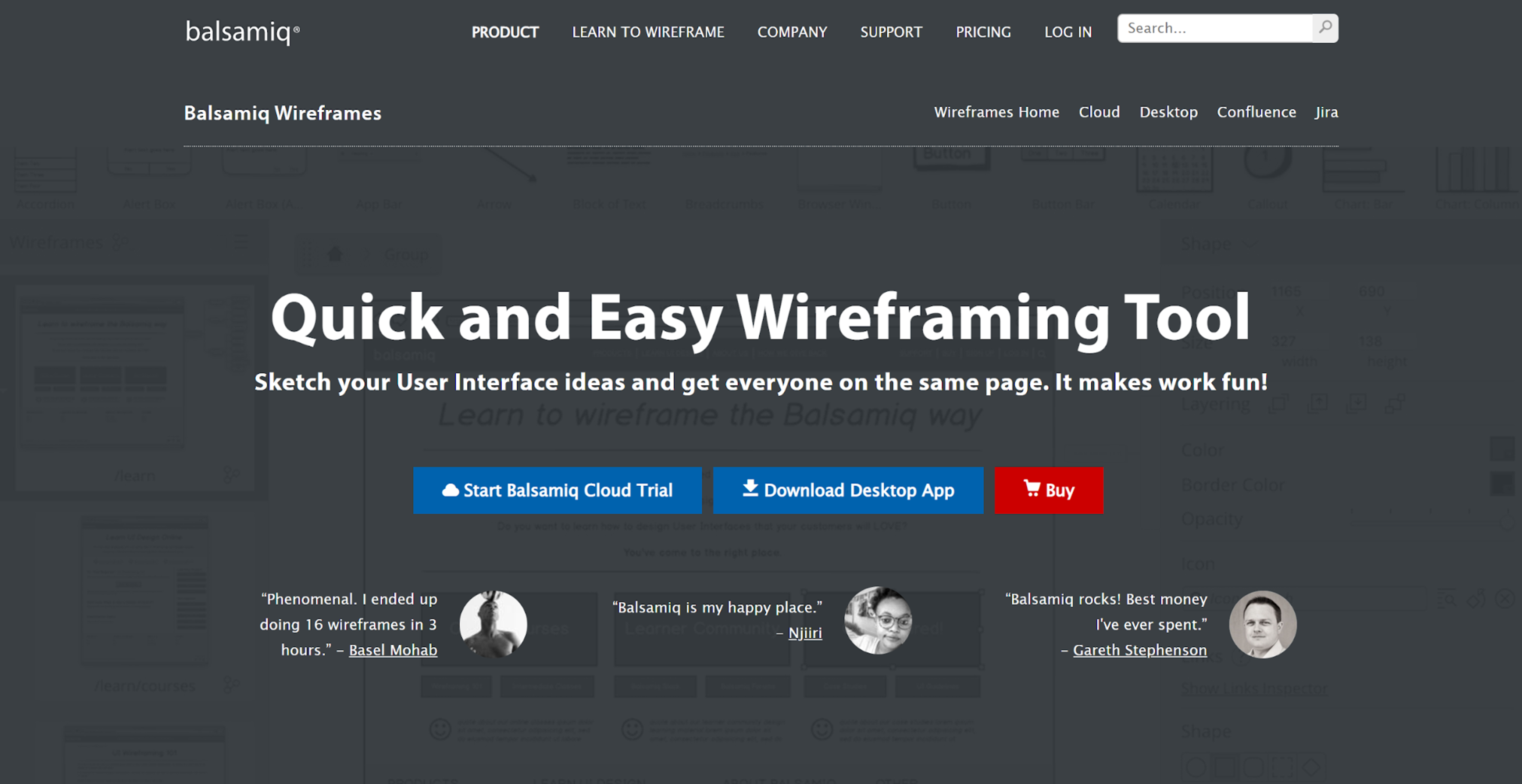 Screen from Balsamiq