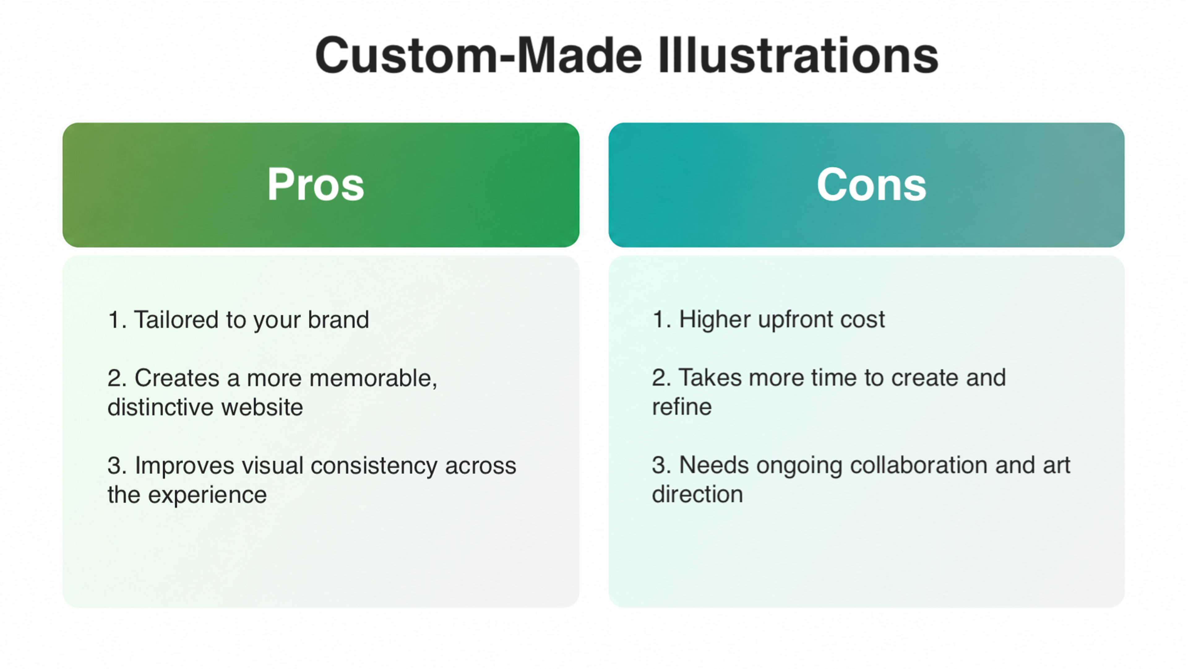 Pros and Cons of Custom-Made Illustrations
