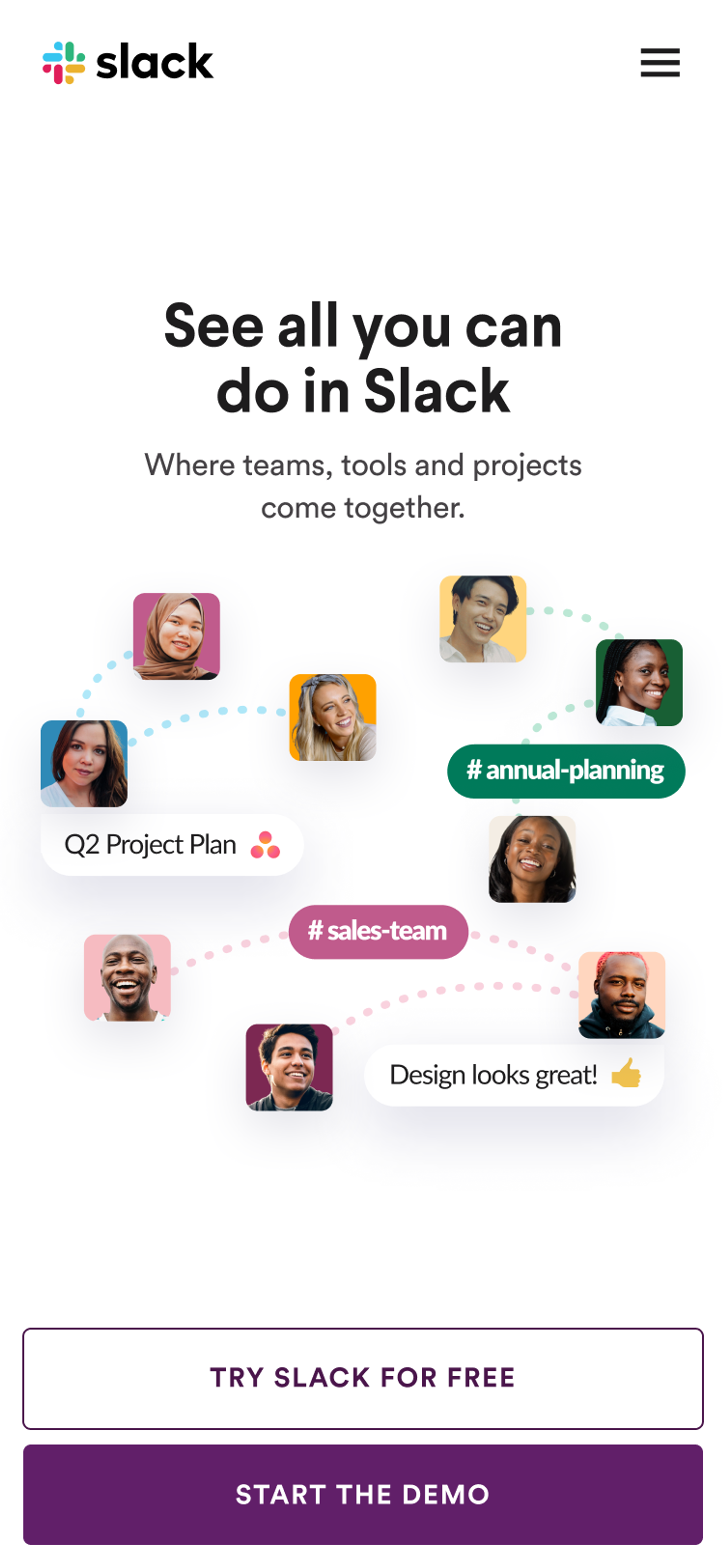 Slack mobile app hero screen