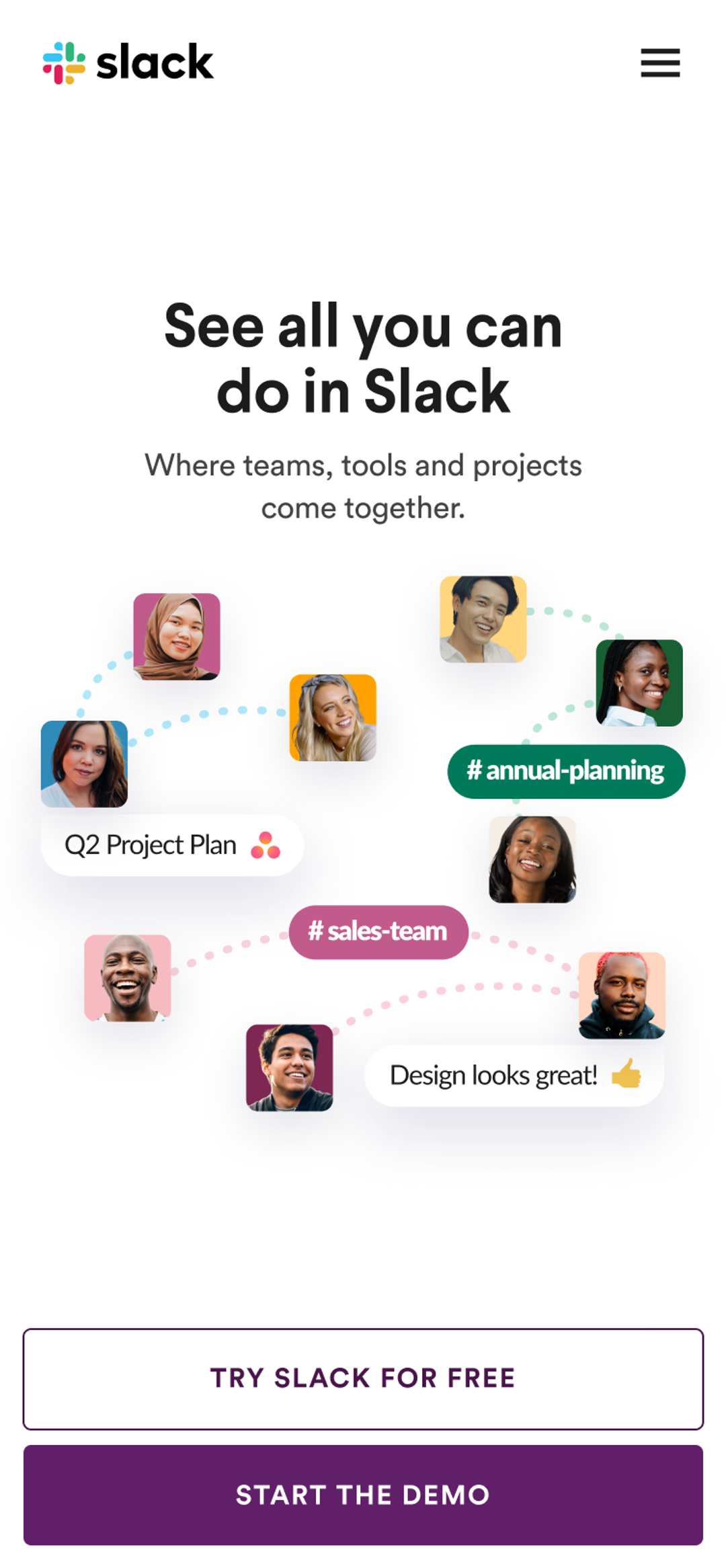 Slack Prototype Slack interactive demo website | Clay