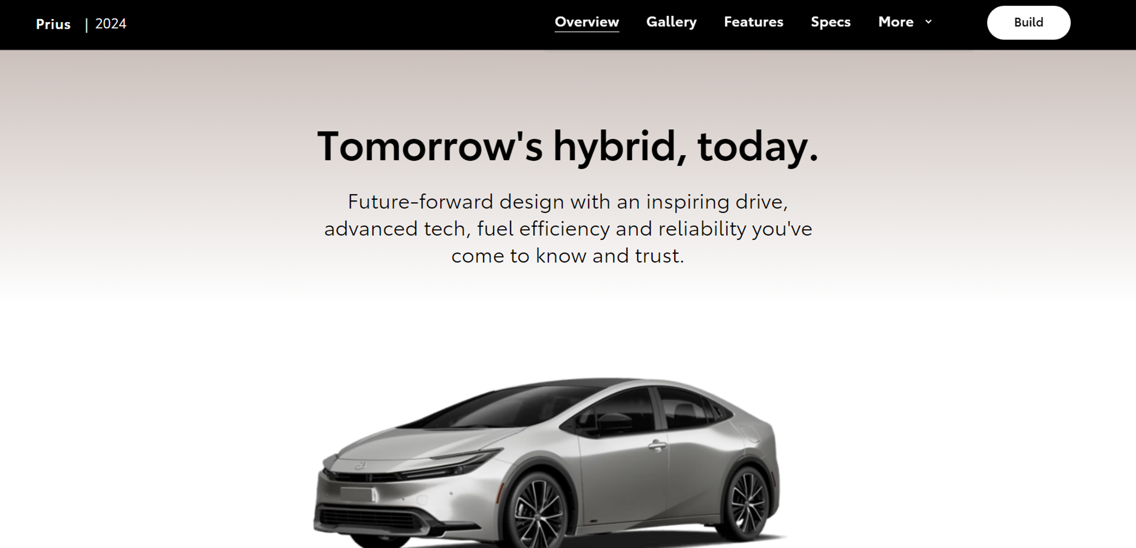 Screen  from Toyota website