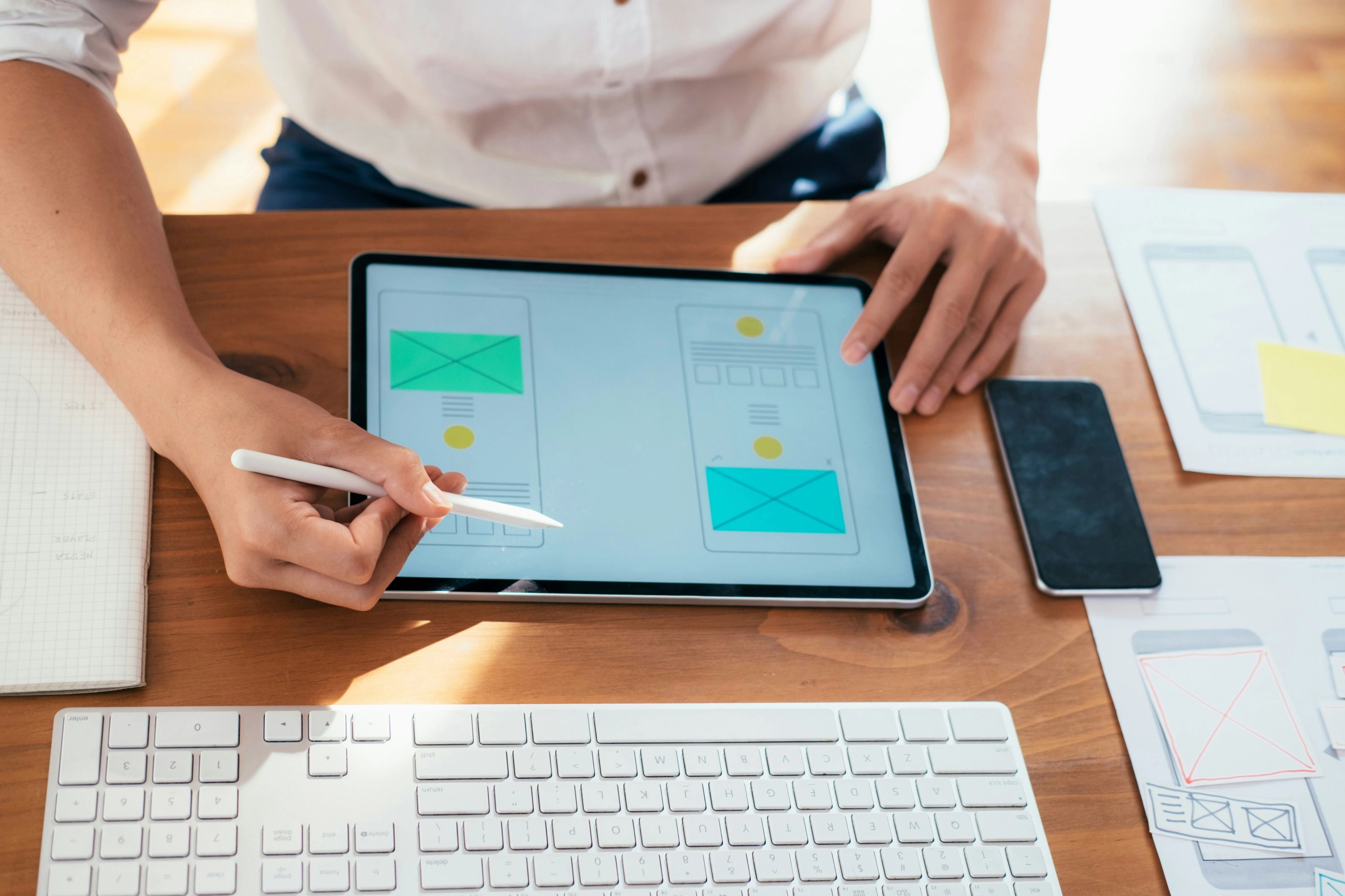 A person working on a wireframe