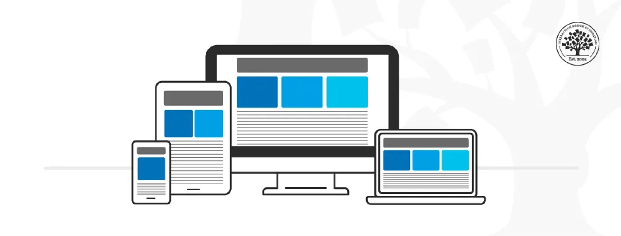 Scheme of a laptop, a computer, a tablet and a smartphone