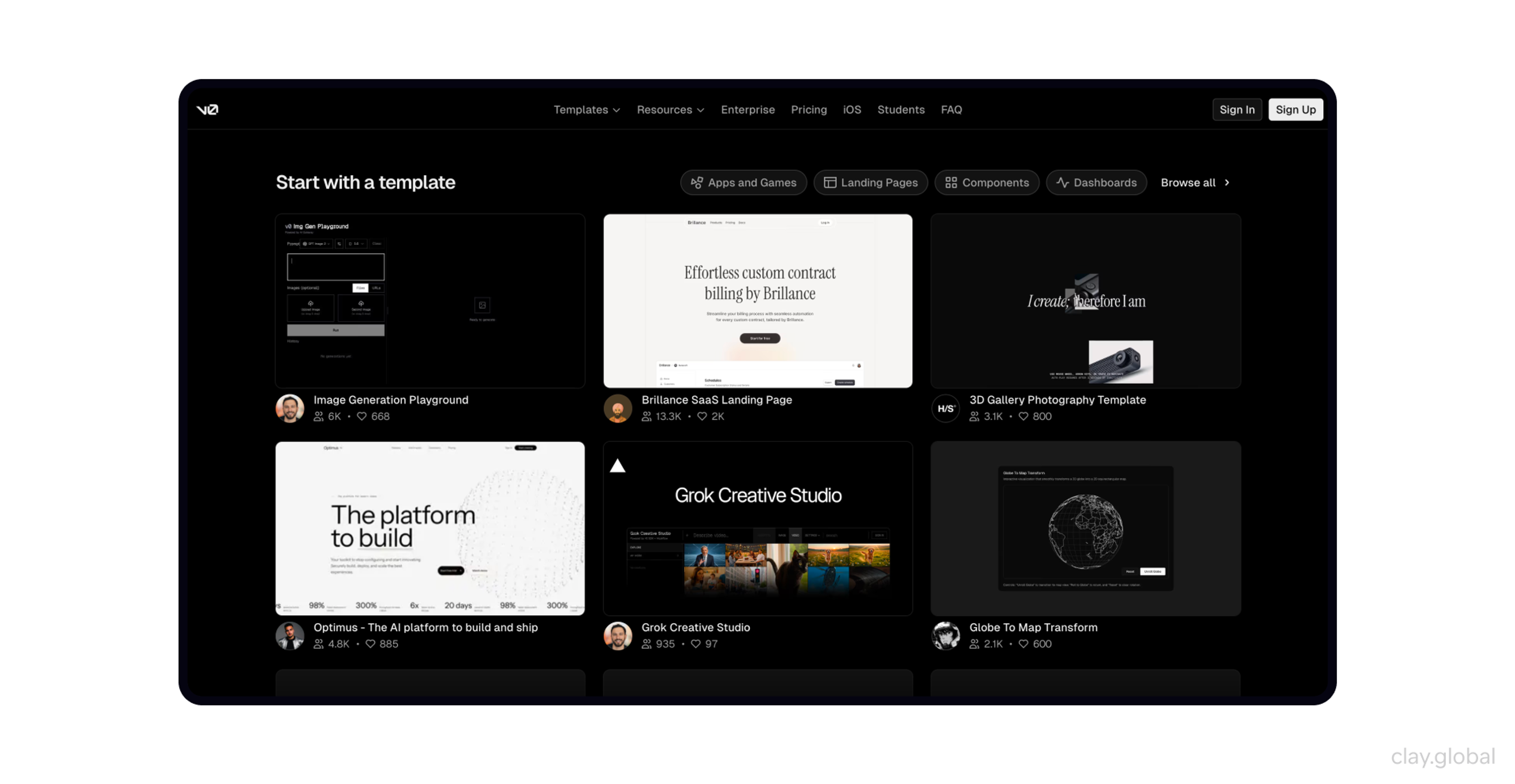 v0 Homepage
