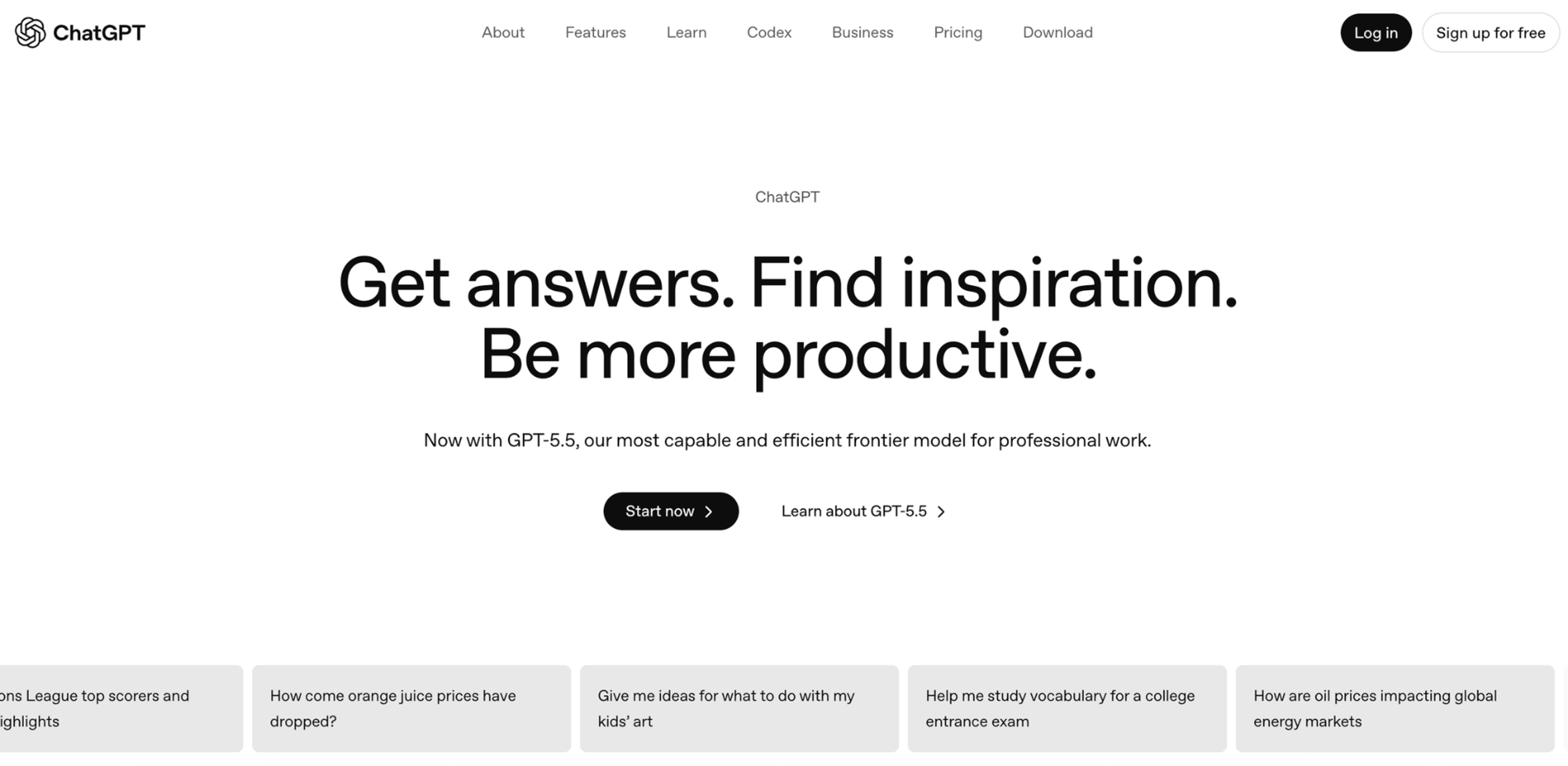 ChatGPT Homepage