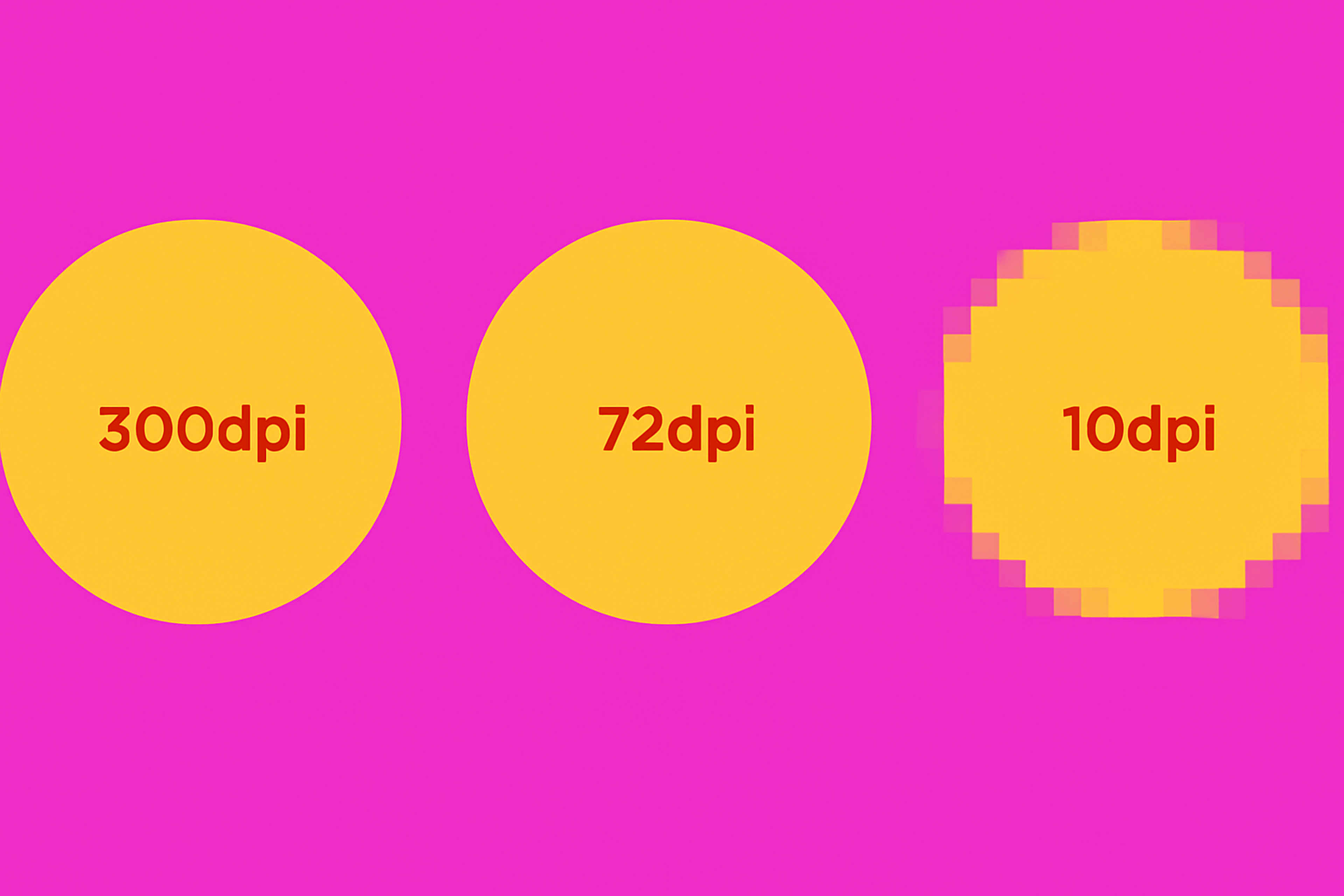 300dpi - 72dpi - 10 dpi illustration