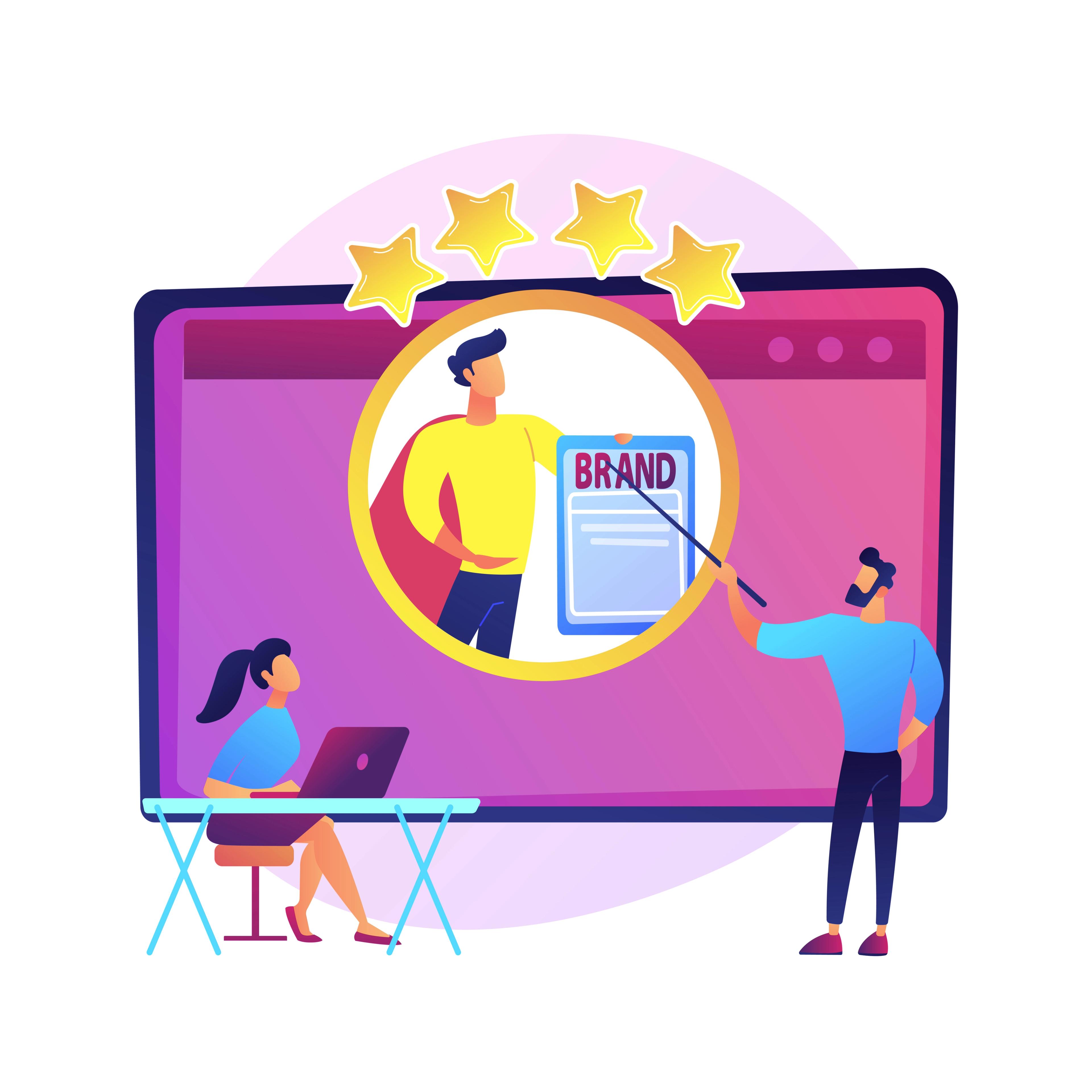 a team presenting a superhero-themed brand concept on a large screen