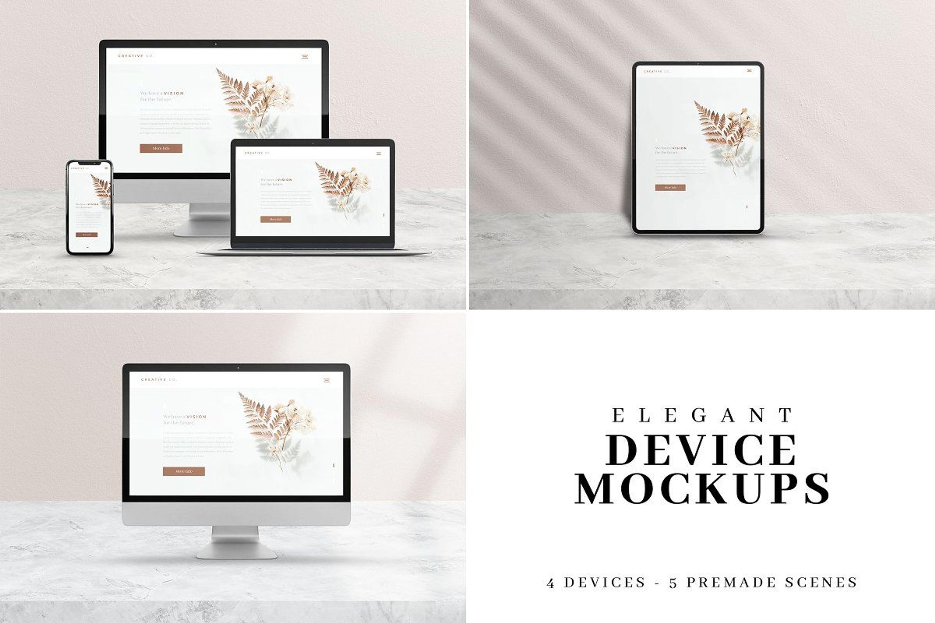 Elegant device mockups showcasing a website on multiple screens