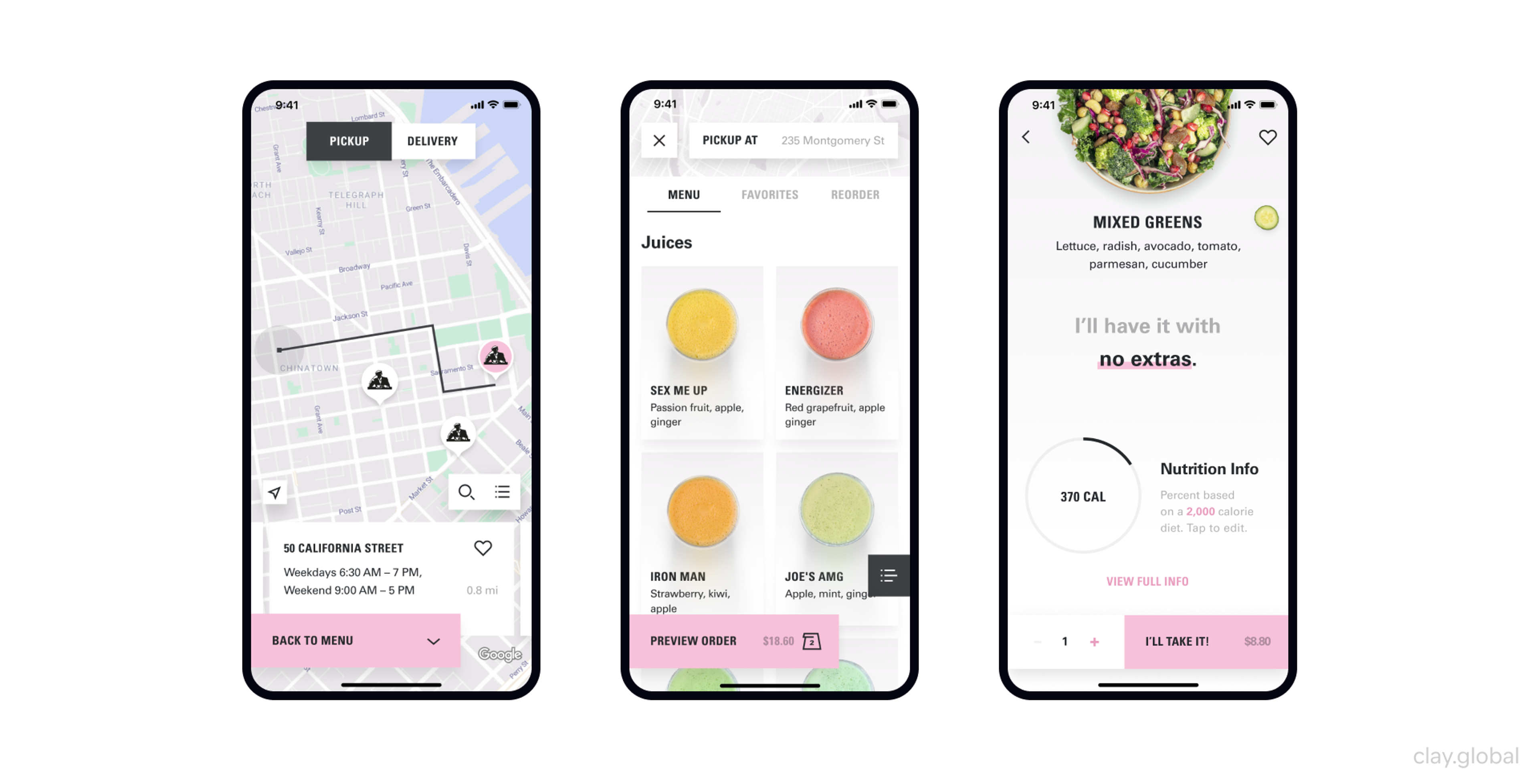 Joe & The Juice mobile app interface 