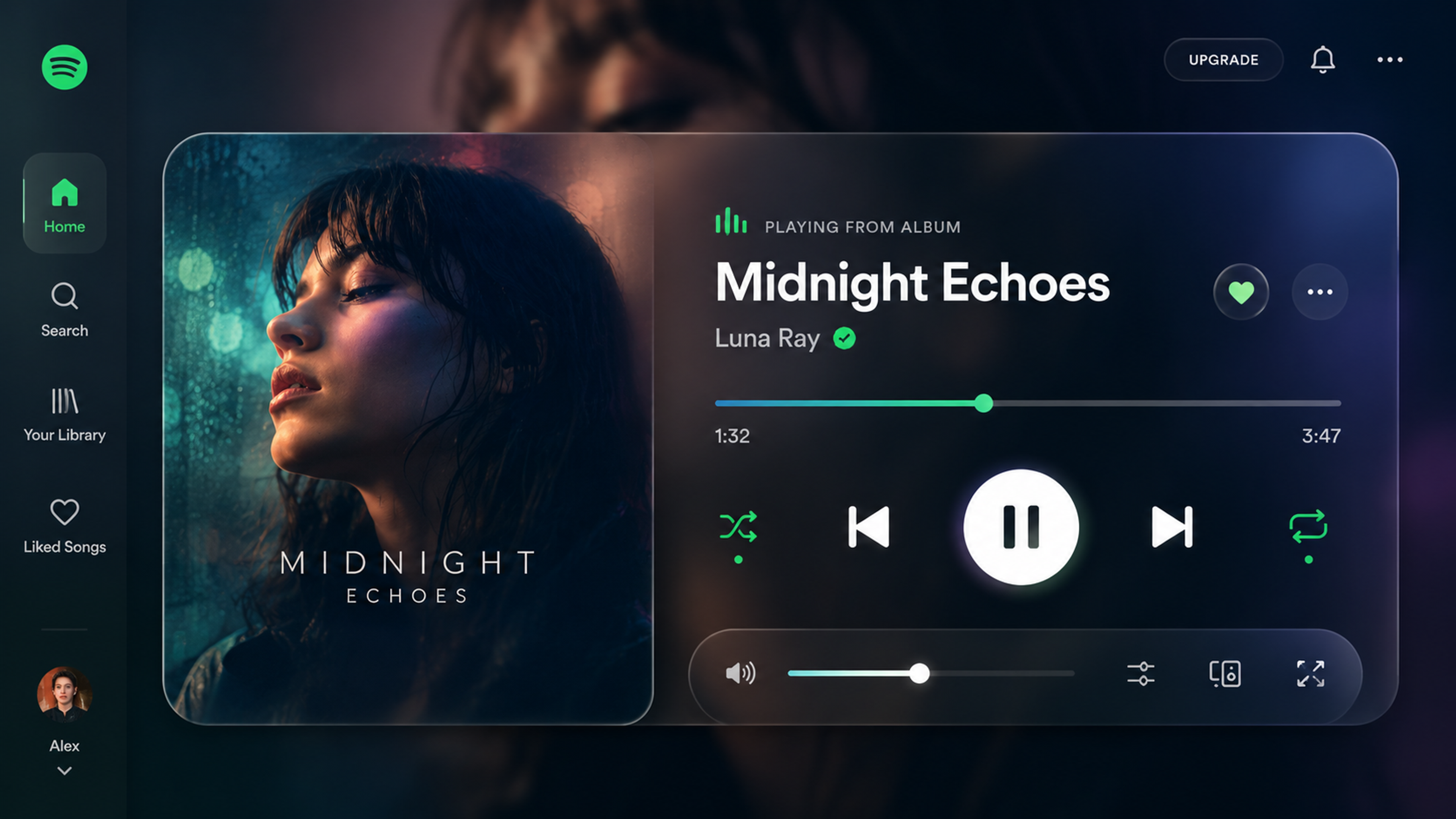 Spotify Glassmorphism Example