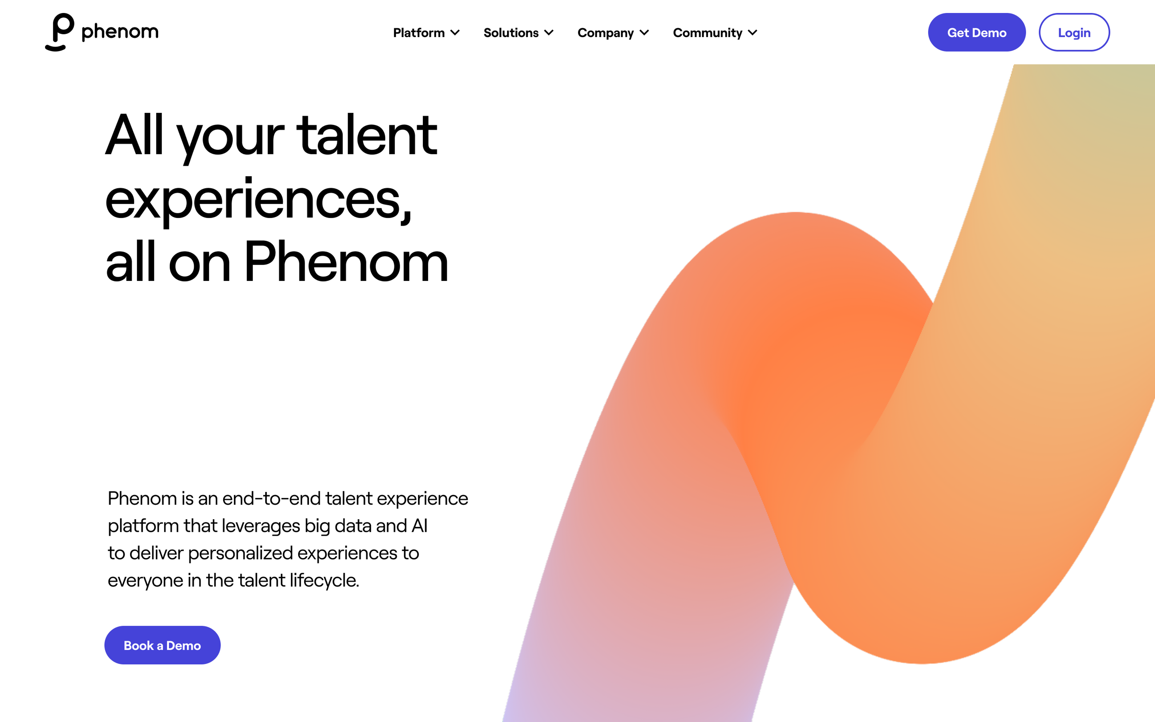 A clean and modern web page promoting Phenom