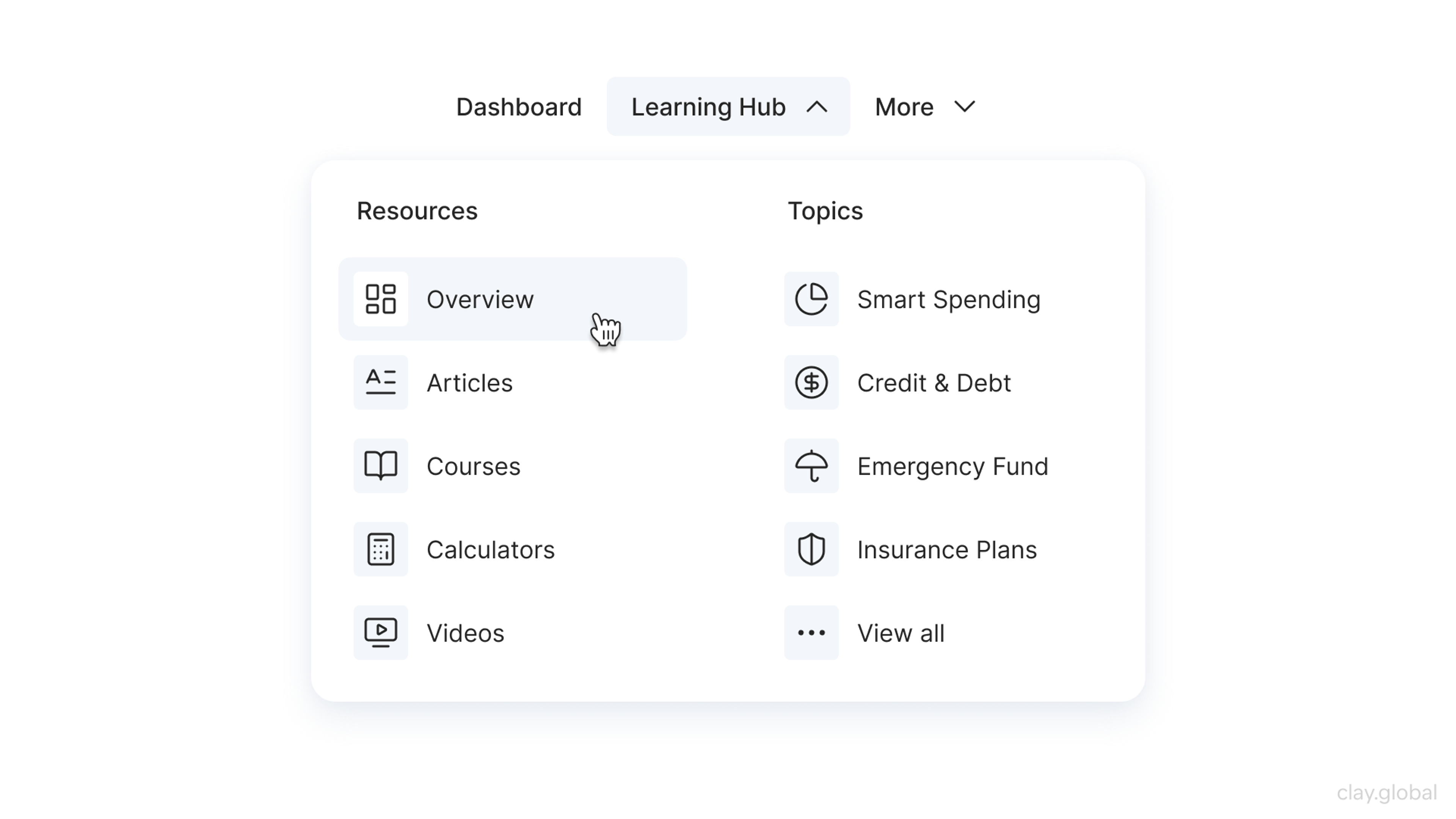 Dropdown navigation menu