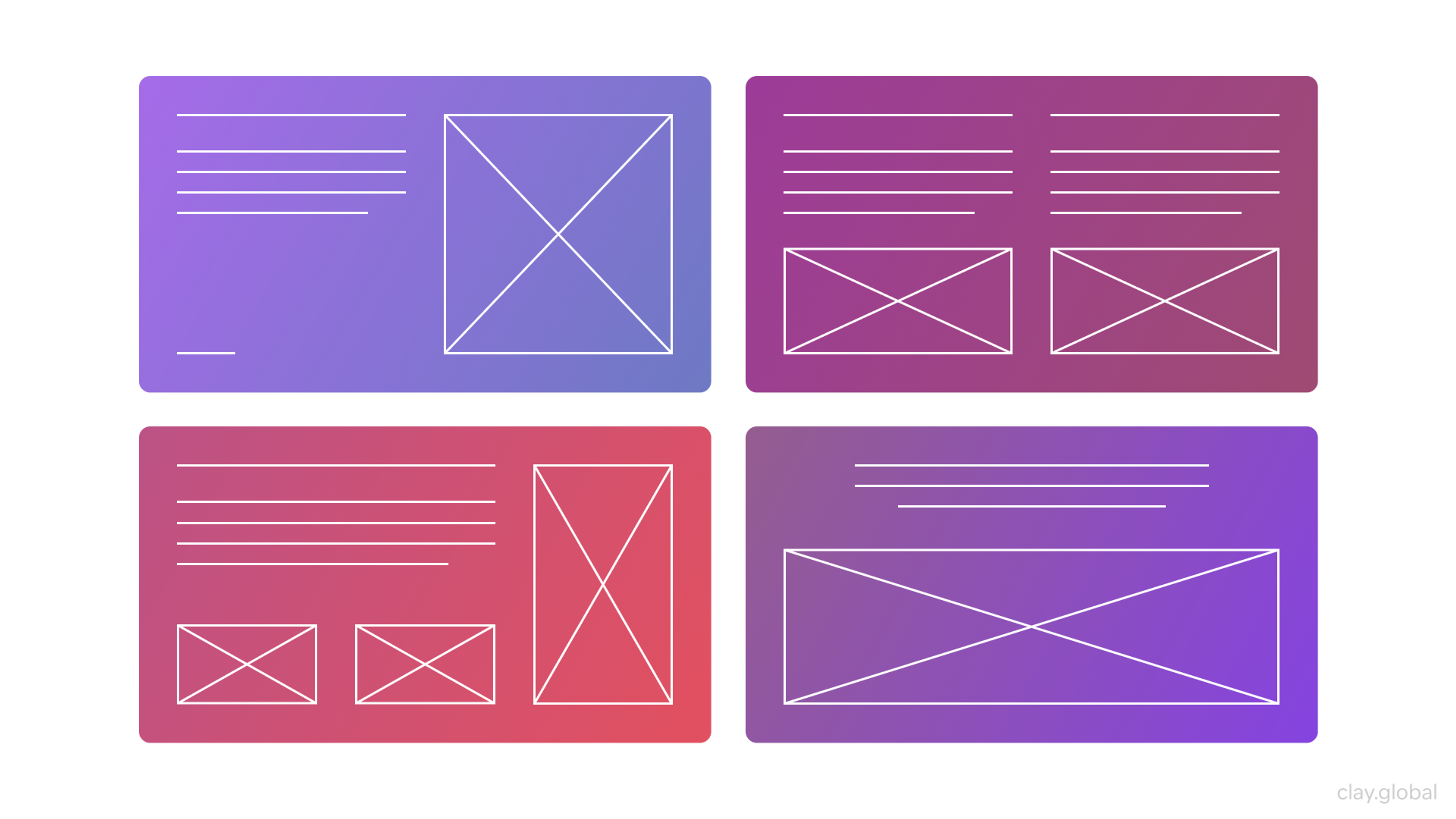 Collection of website wireframe templates showing different layout structures for web pages
