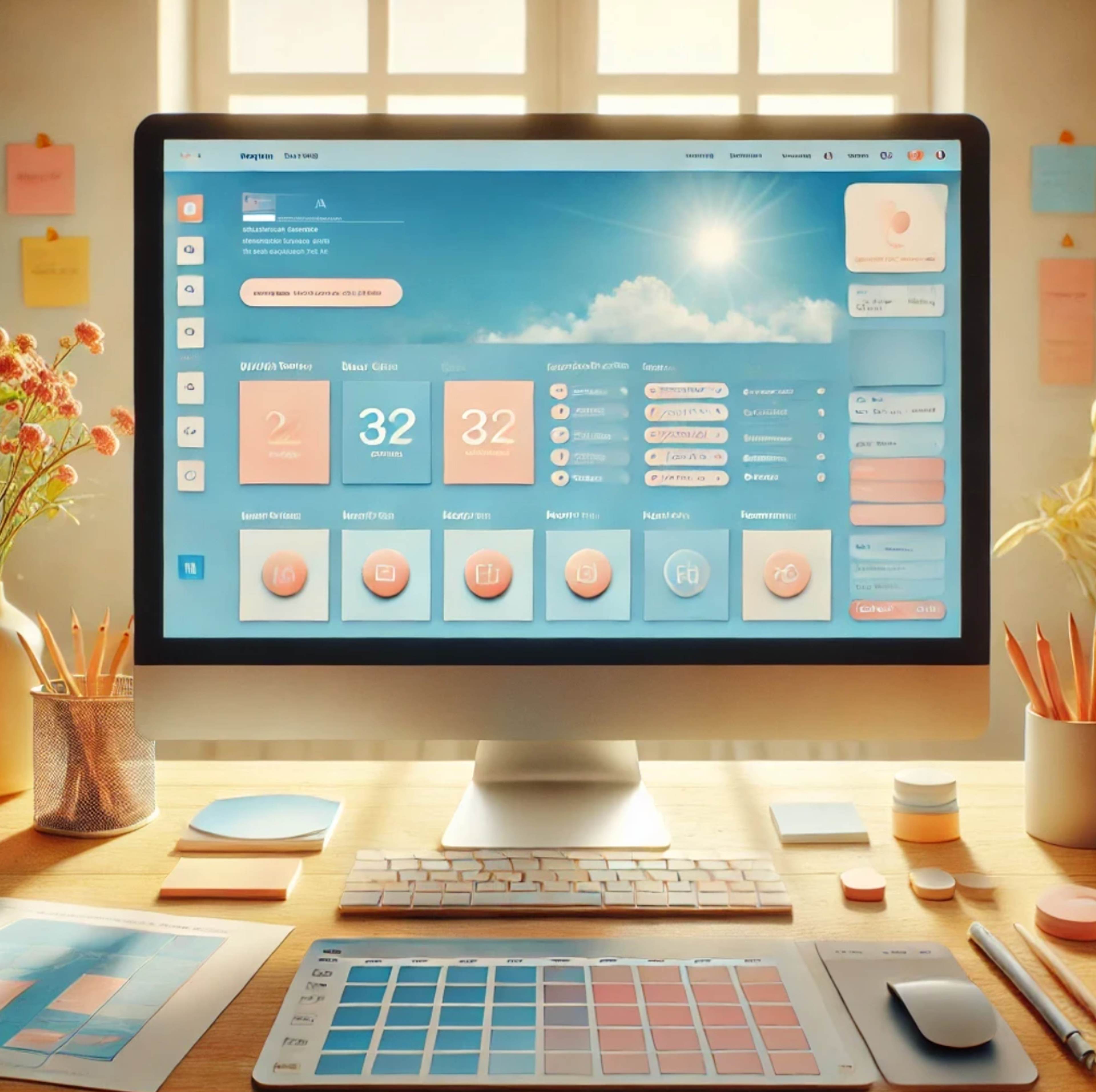 Sky Blue & Soft Peach