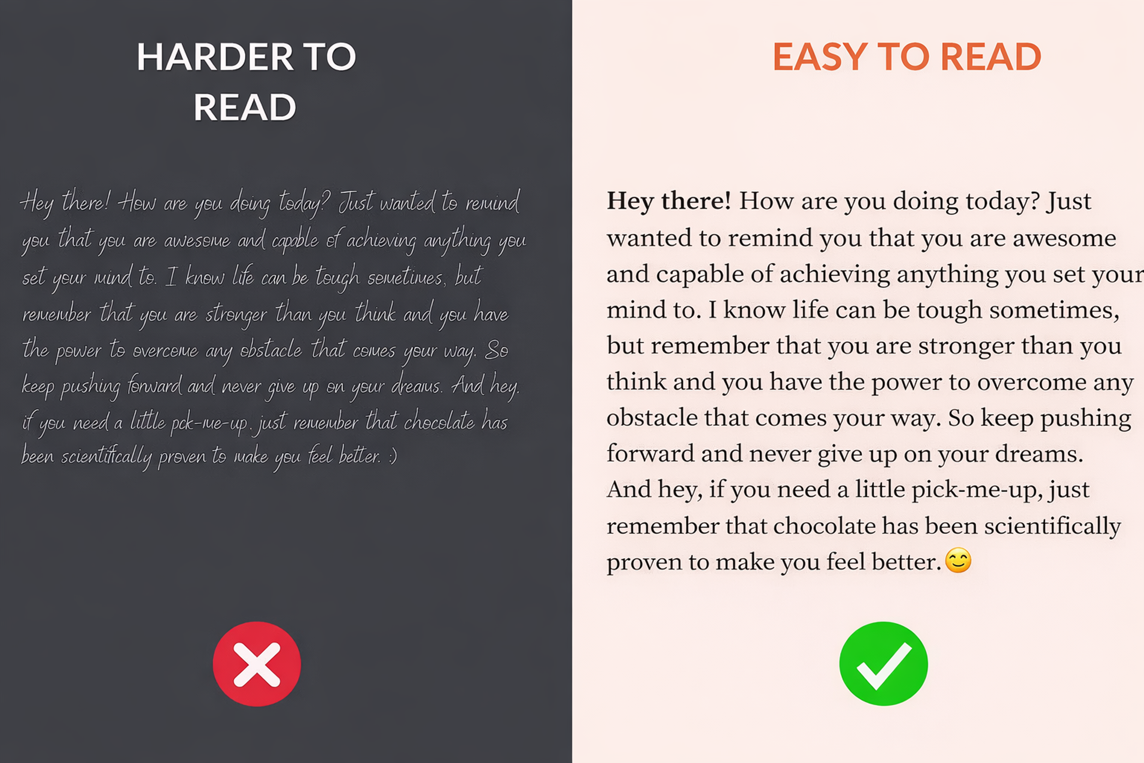 example of good and bad Readability