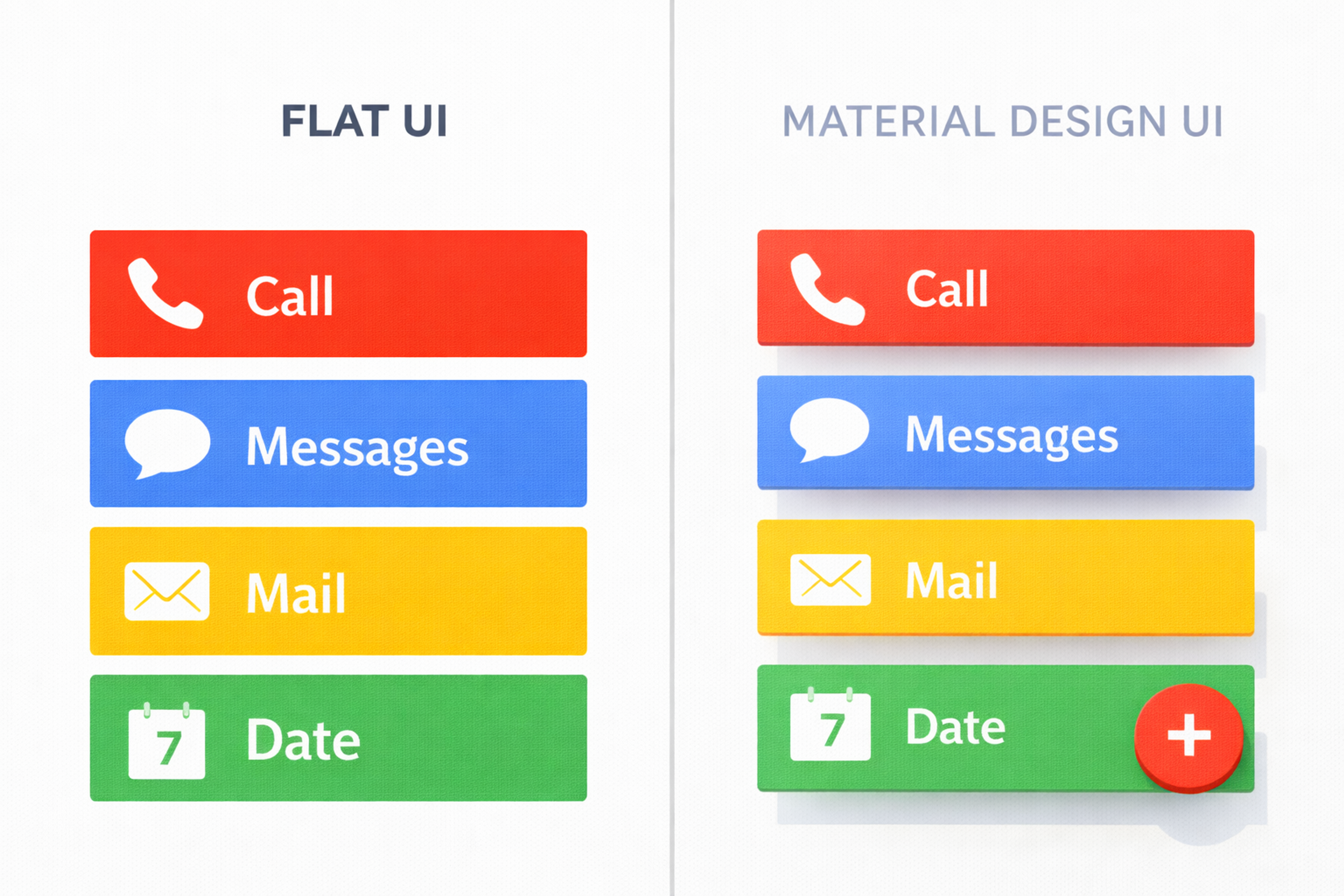 Flat UI vs Material Design UI