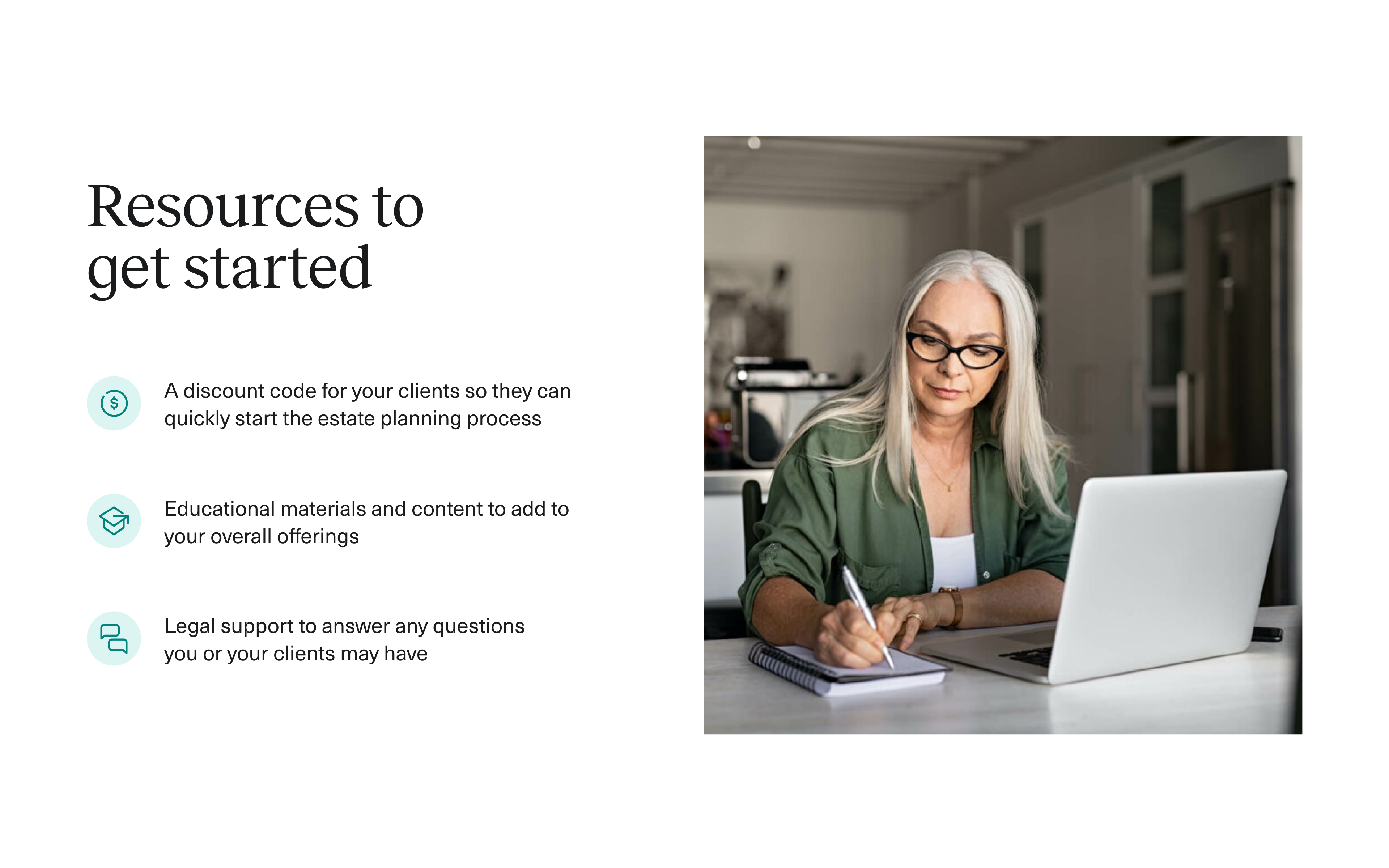 Wealth site screenshot with a picture of a person working