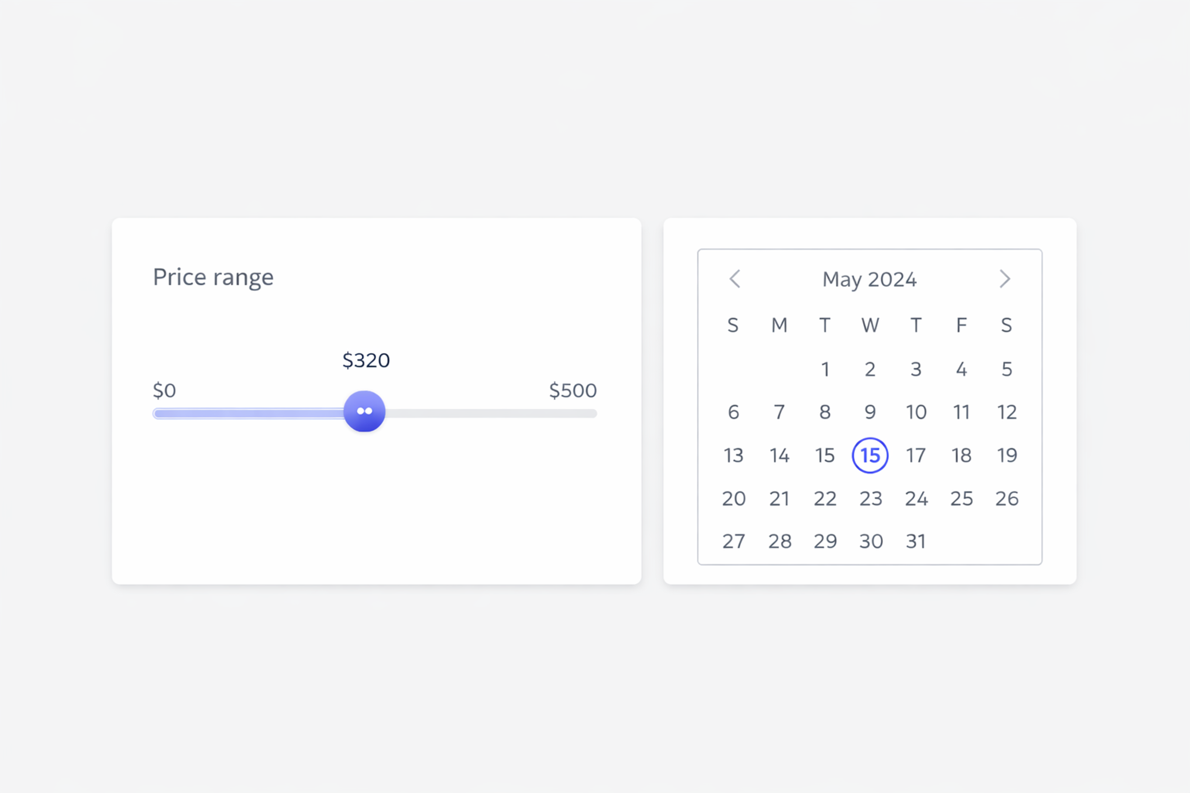 Sliders and Calendars in UI