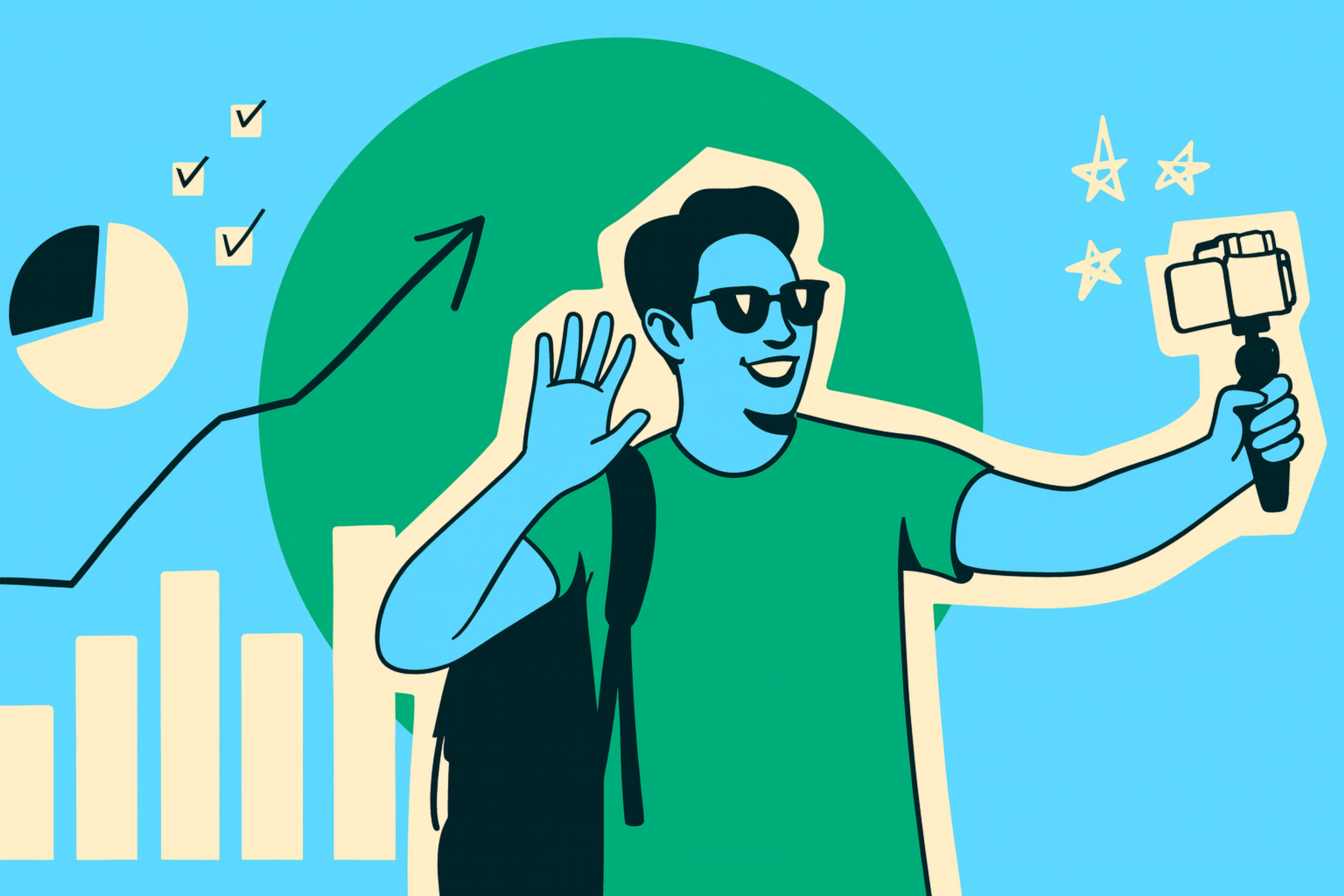 man on a blue background