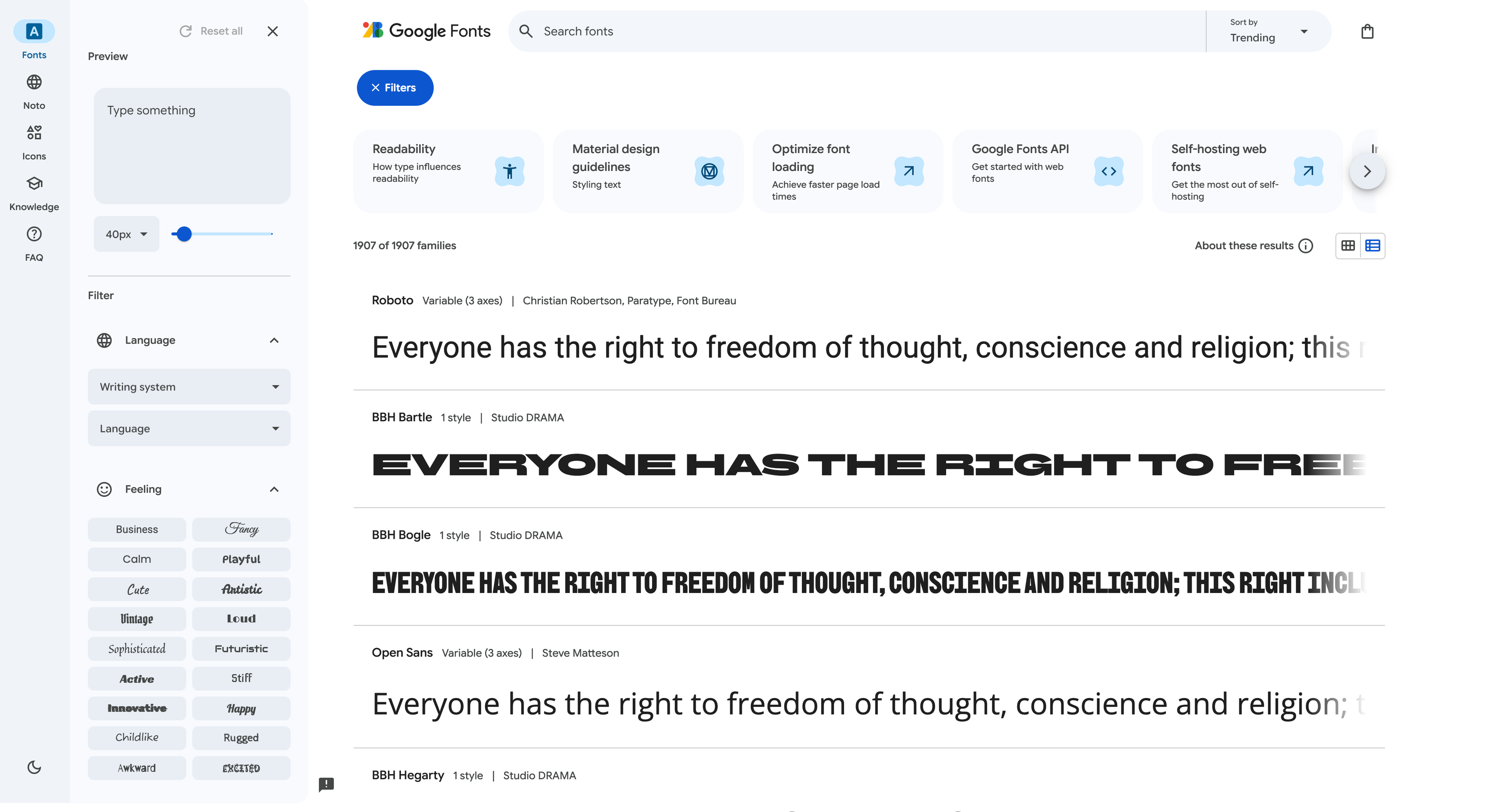 google fonts website