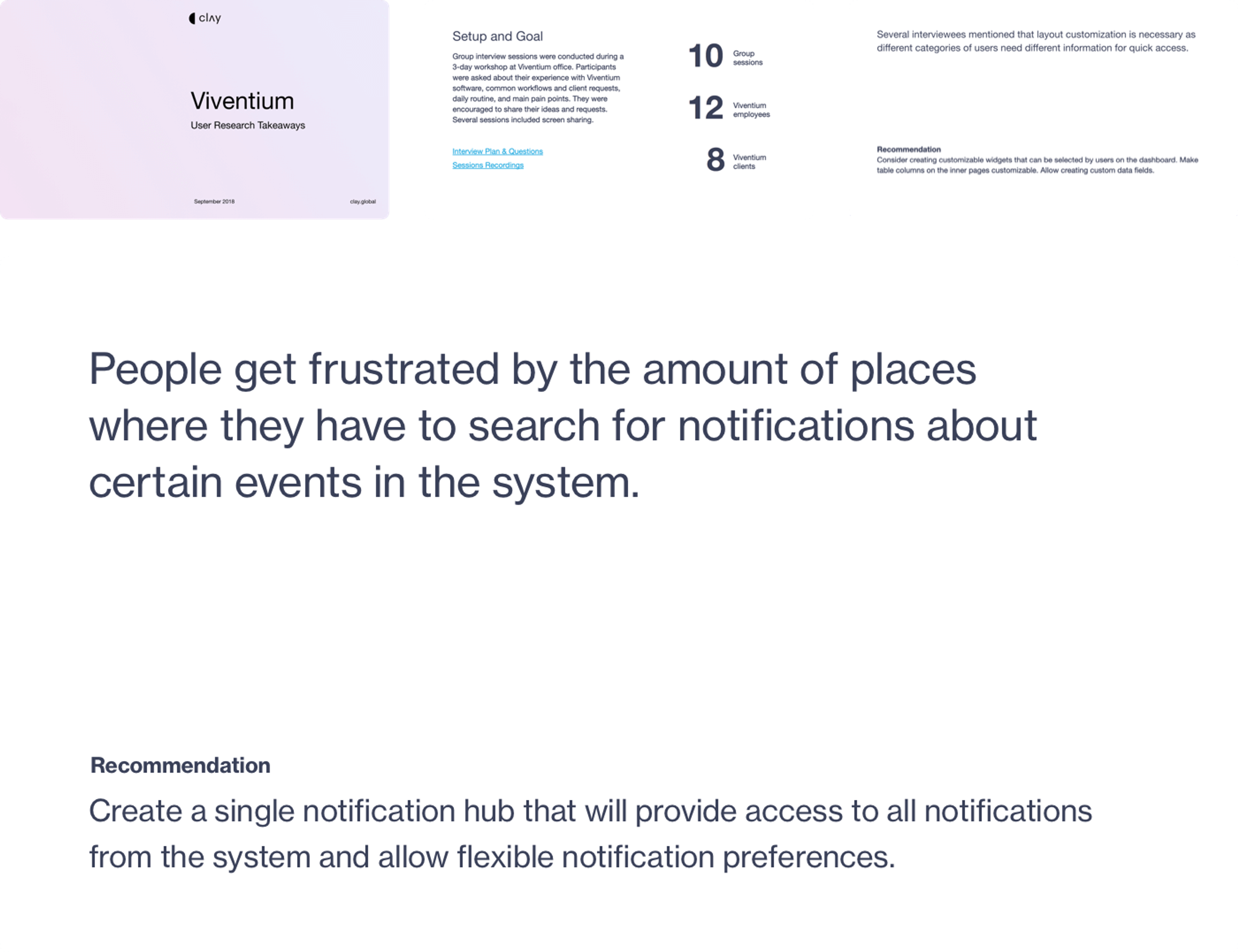 User research takeaways document example
