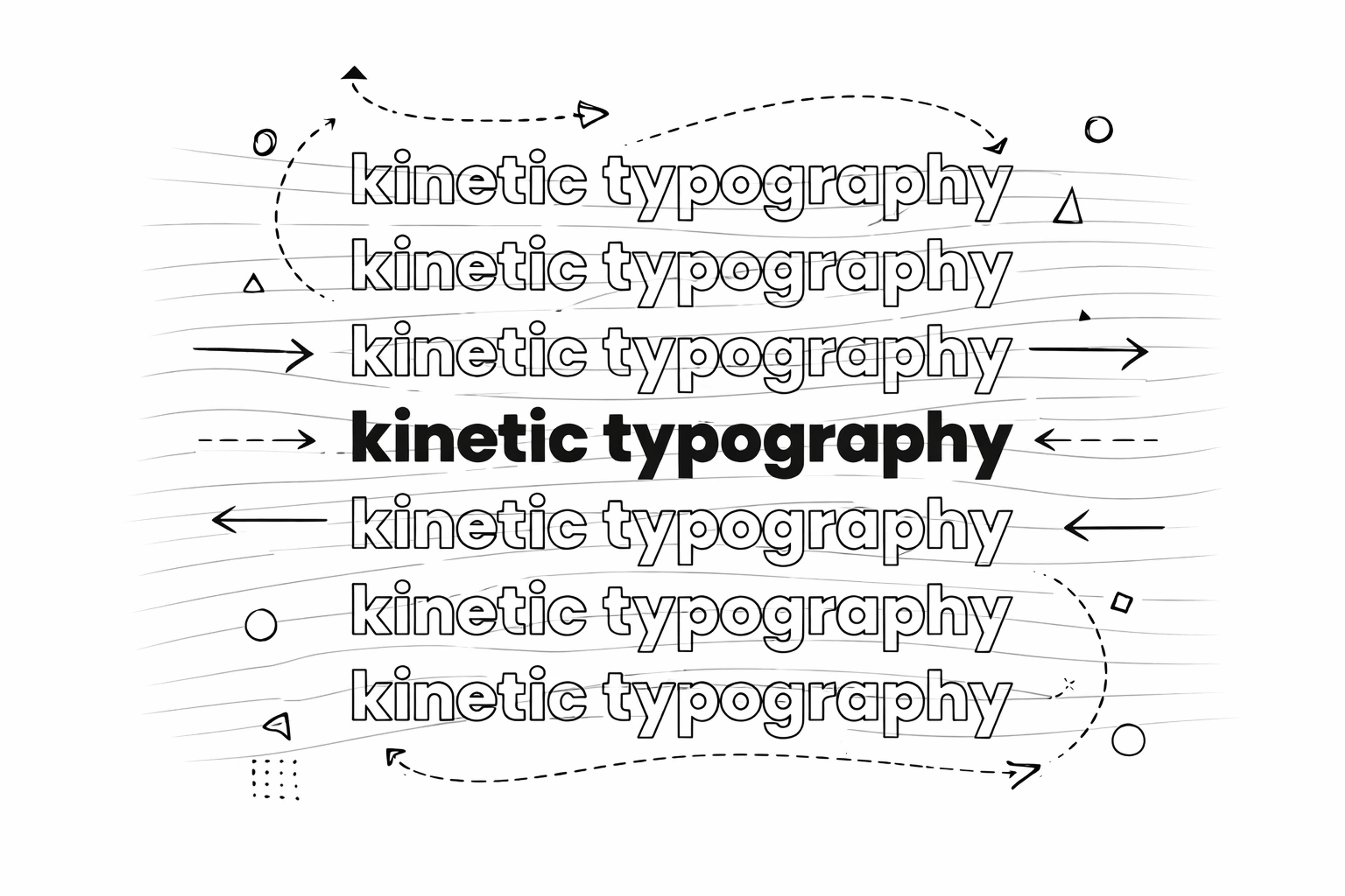 Repetitive text design highlighting 'kinetic typography'