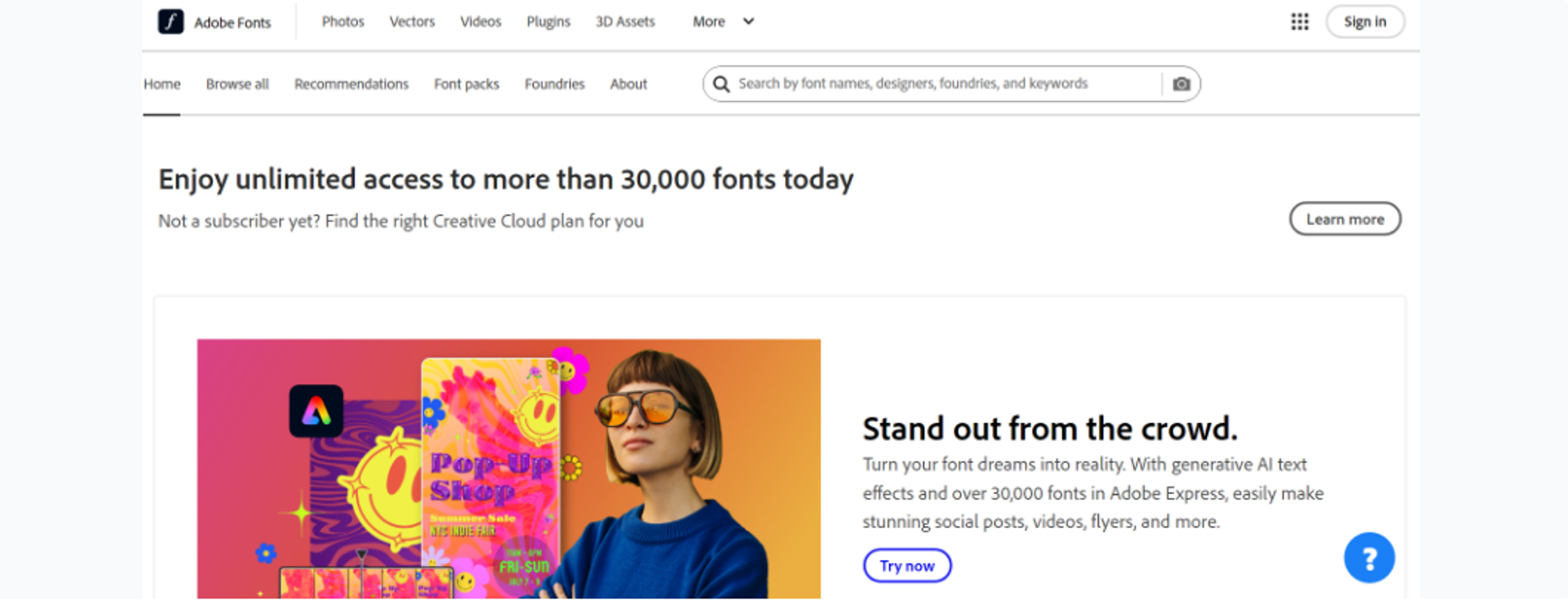 Screen from Adobe Fonts