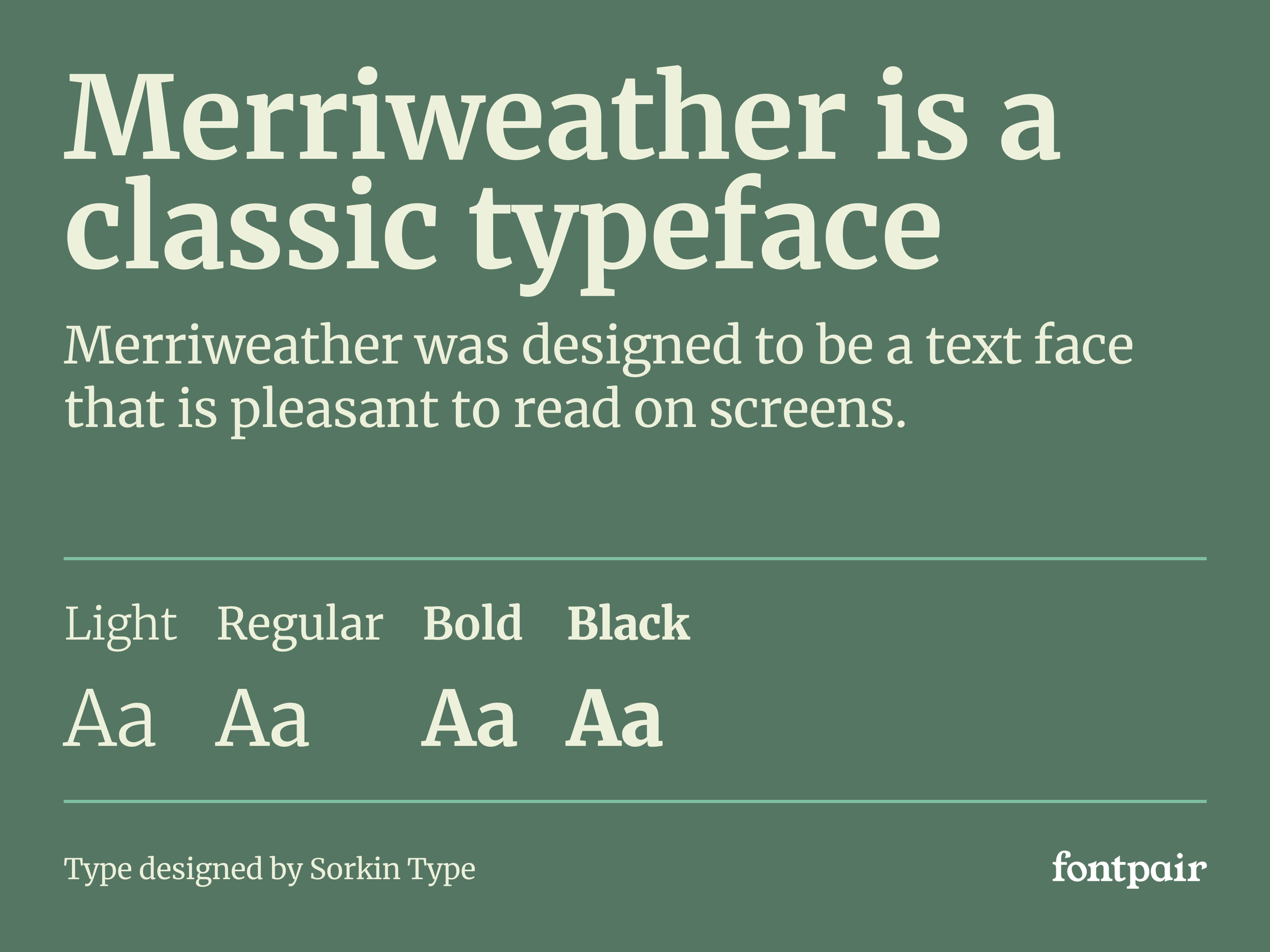 Showcase of the Merriweather typeface