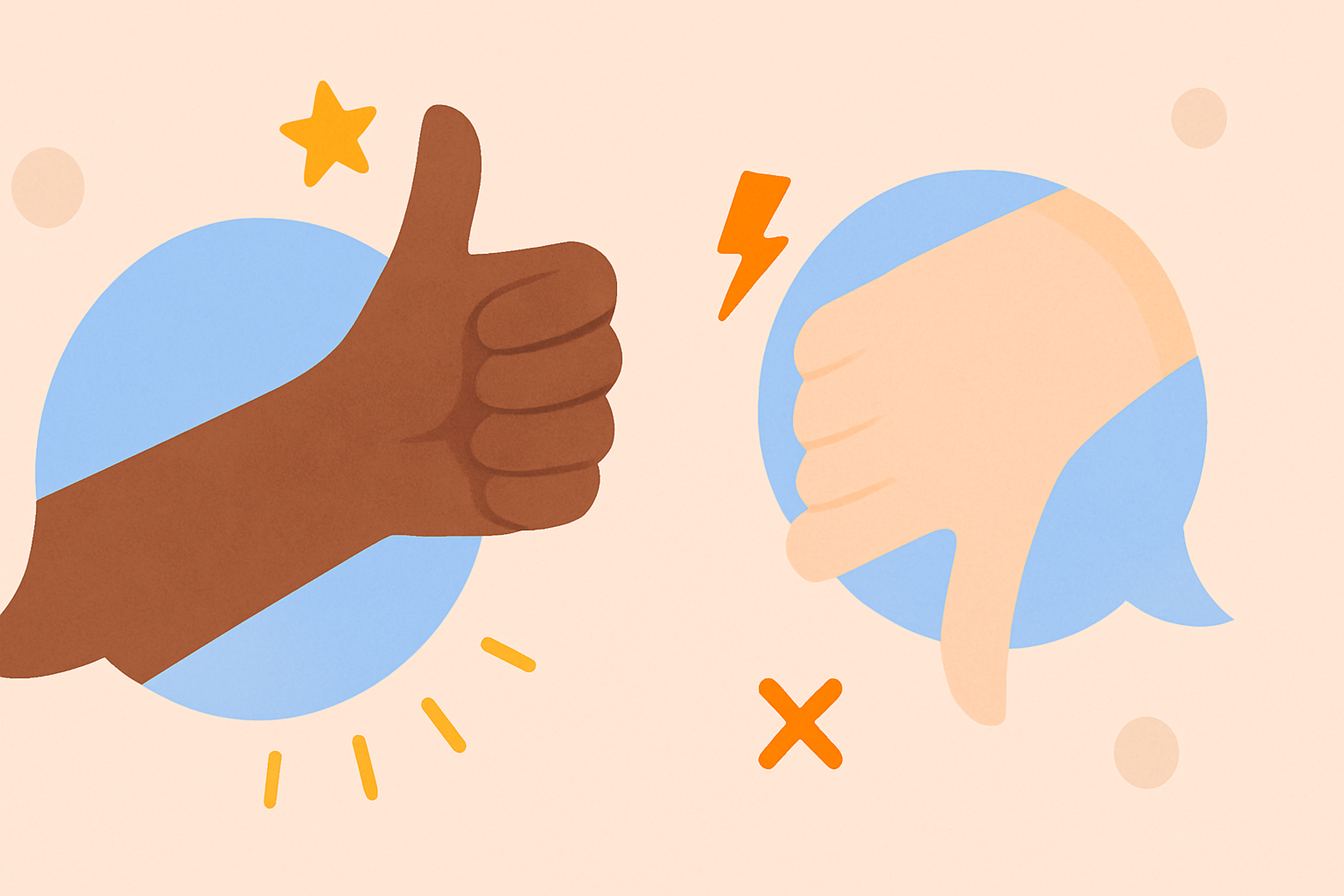 hands showing thumbs up and thumbs down