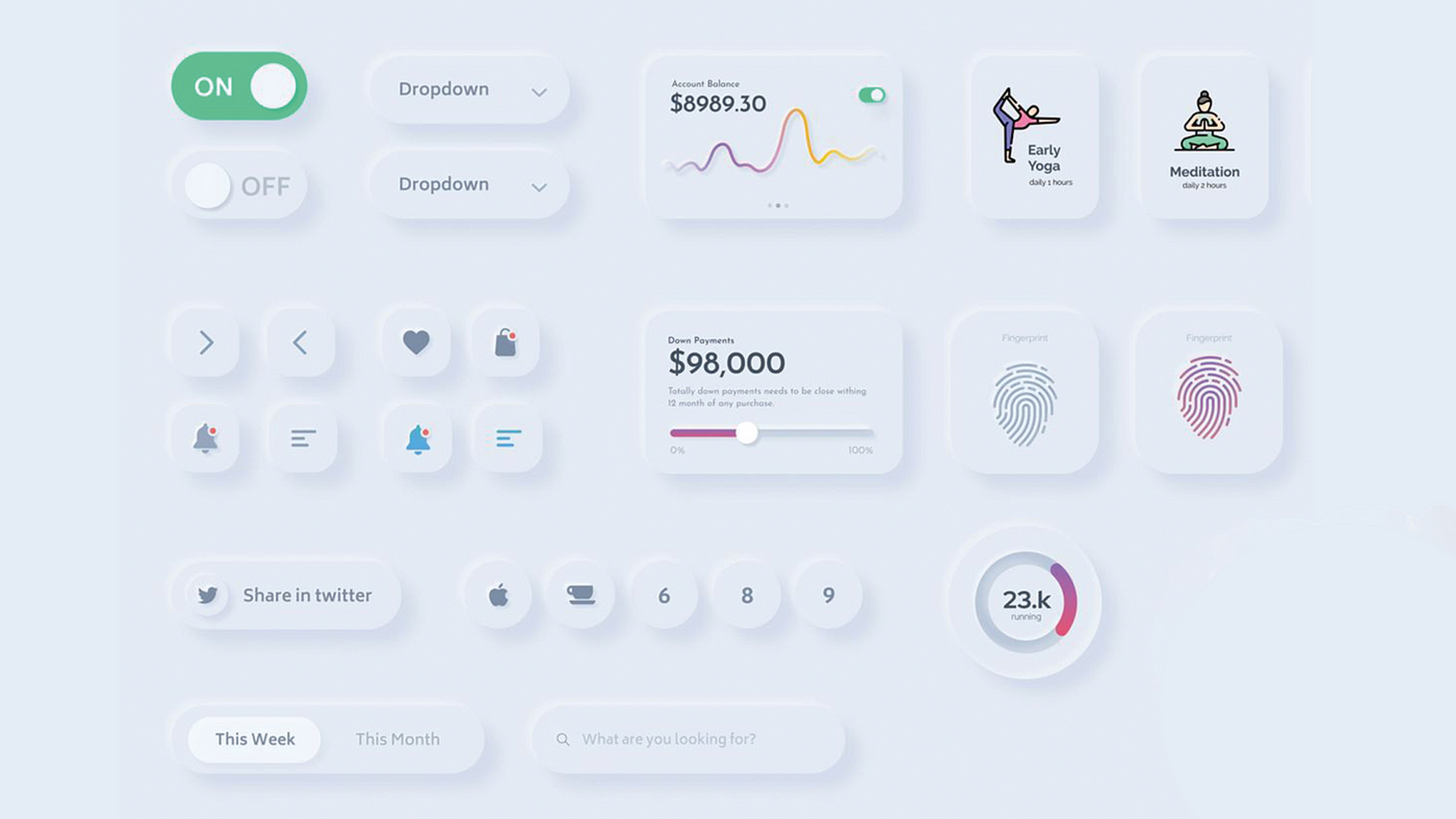 Neumorphism UI design on web and mobile platforms