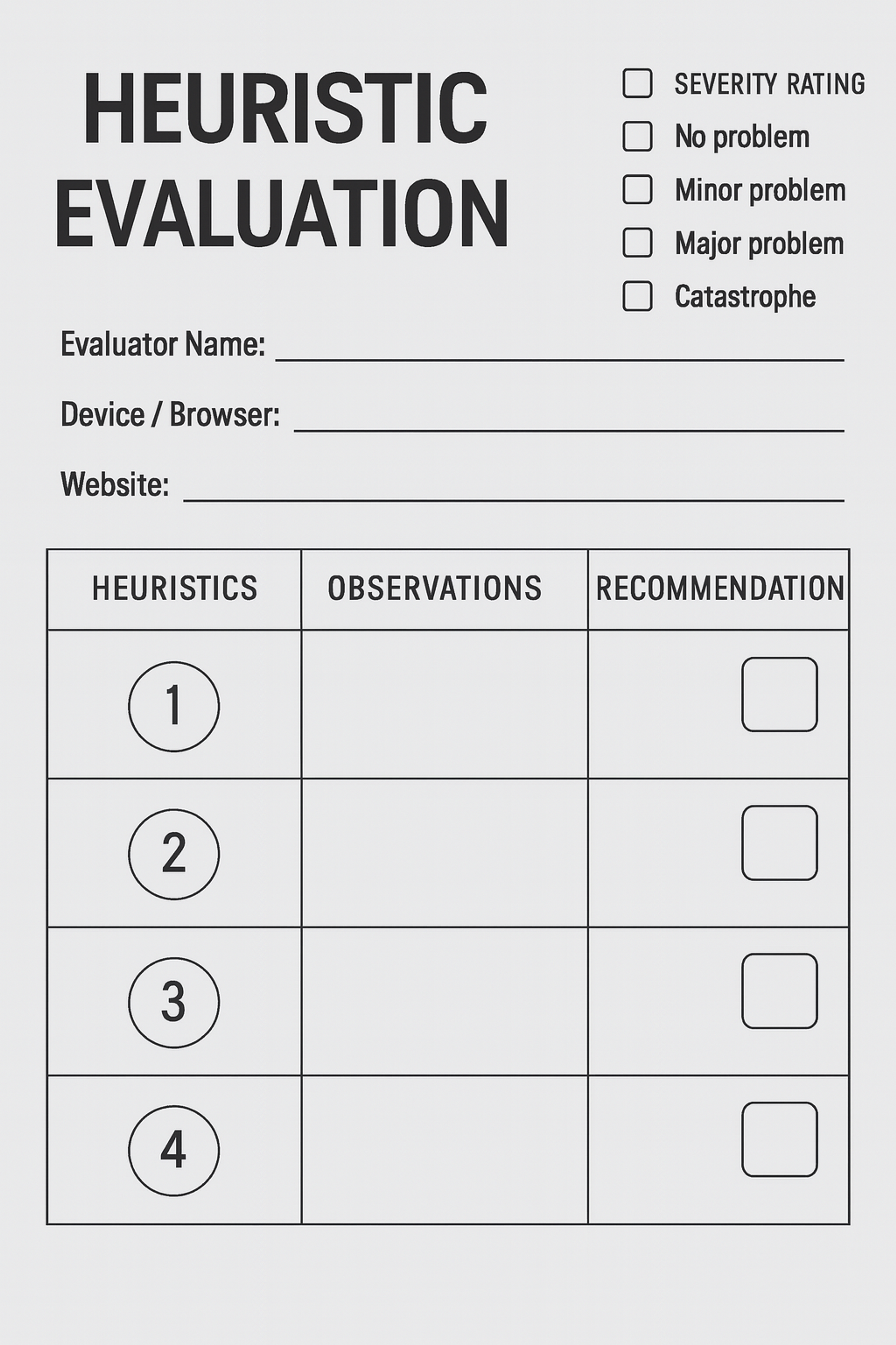 Heuristic evaluation template