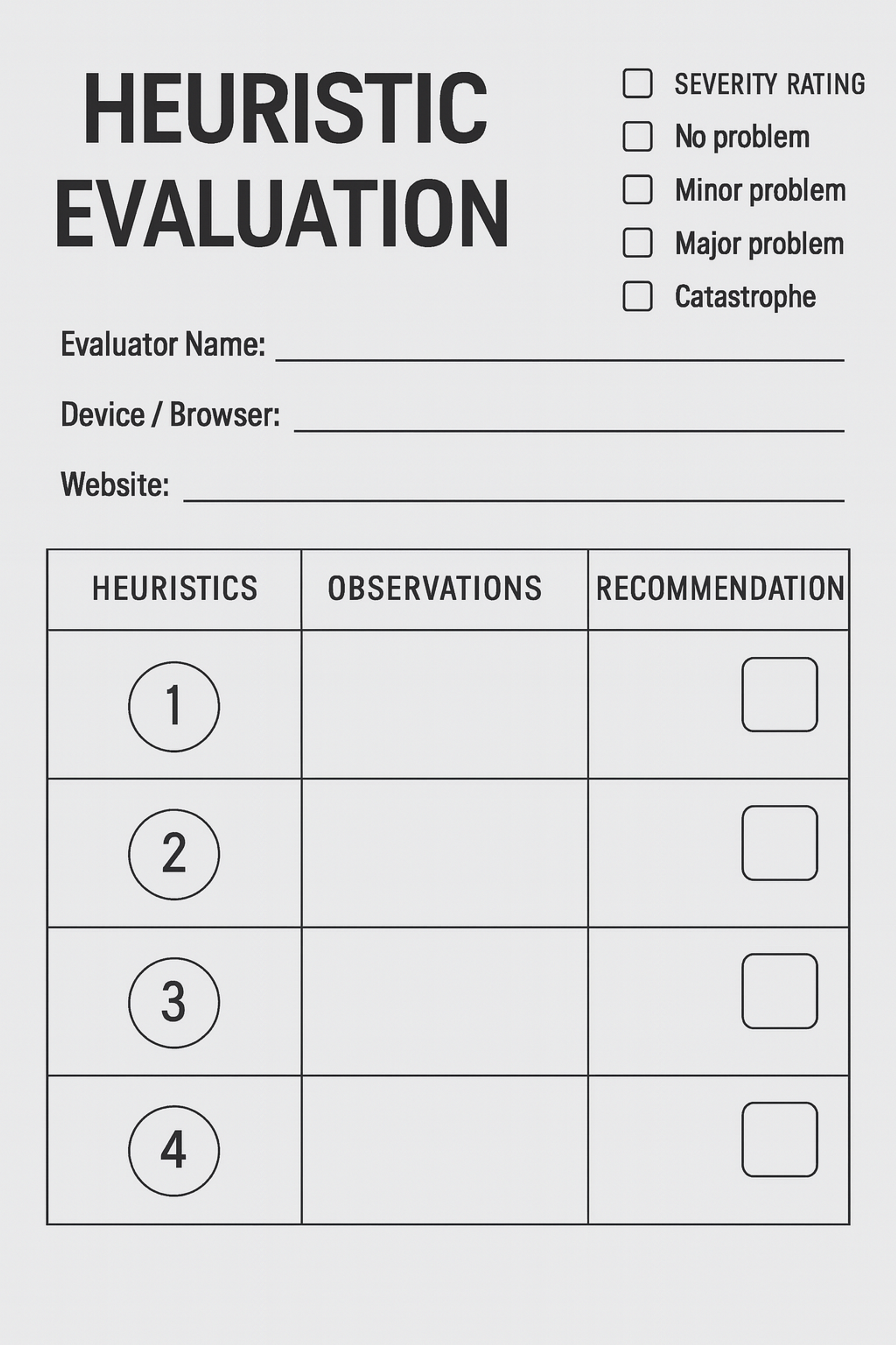 Heuristic evaluation template
