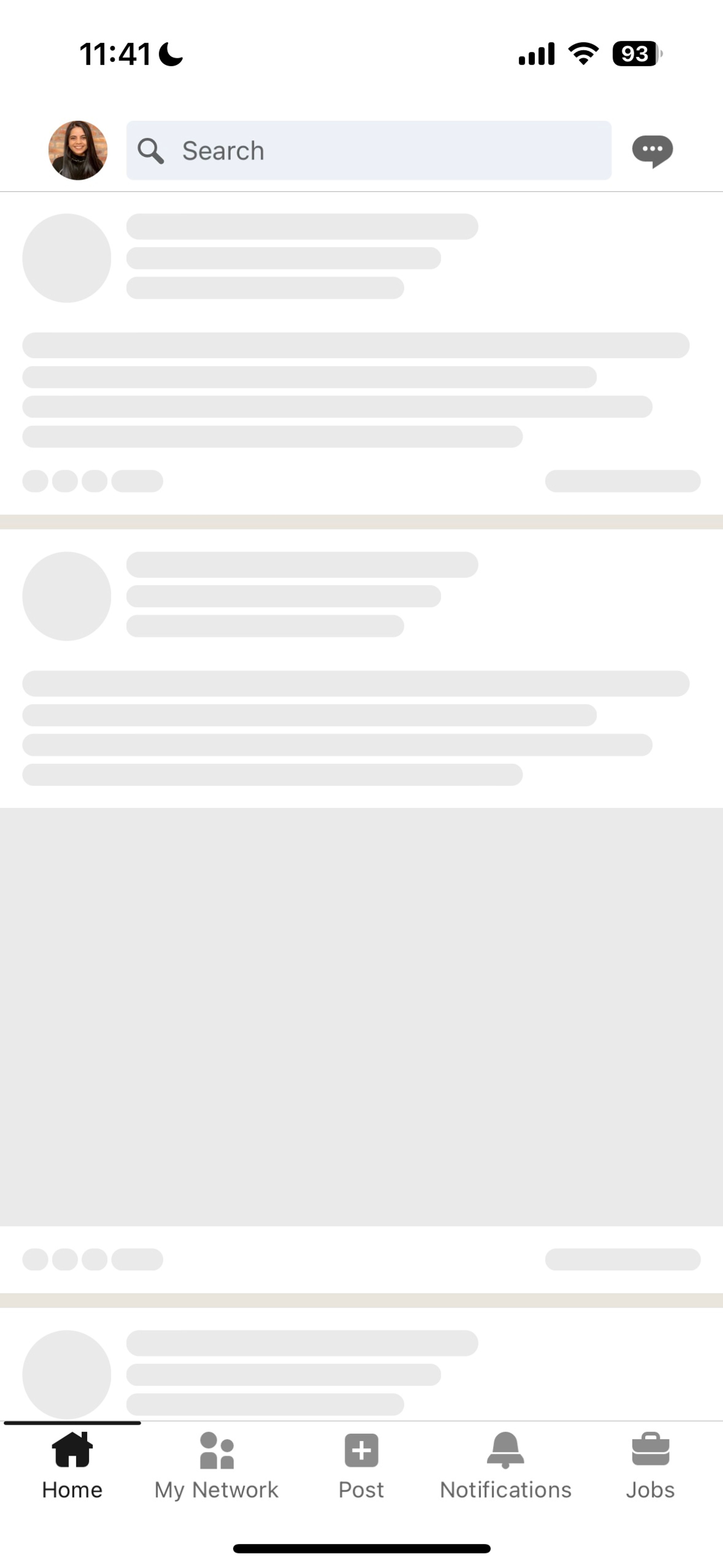 LinkedIn uses a skeleton screen to indicate that the page is loading and to give users a sense of how the page will be structured. 