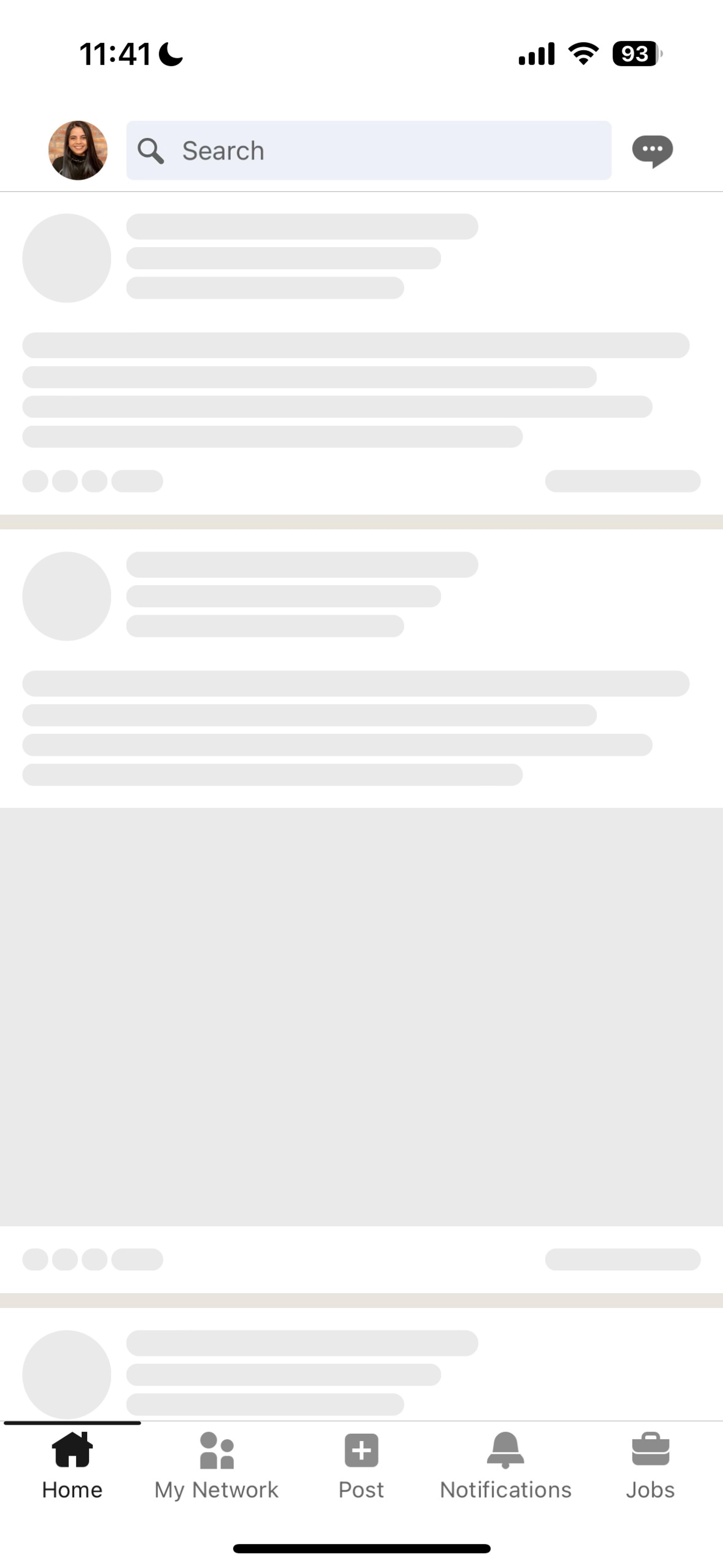 LinkedIn uses a skeleton screen to indicate that the page is loading and to give users a sense of how the page will be structured.