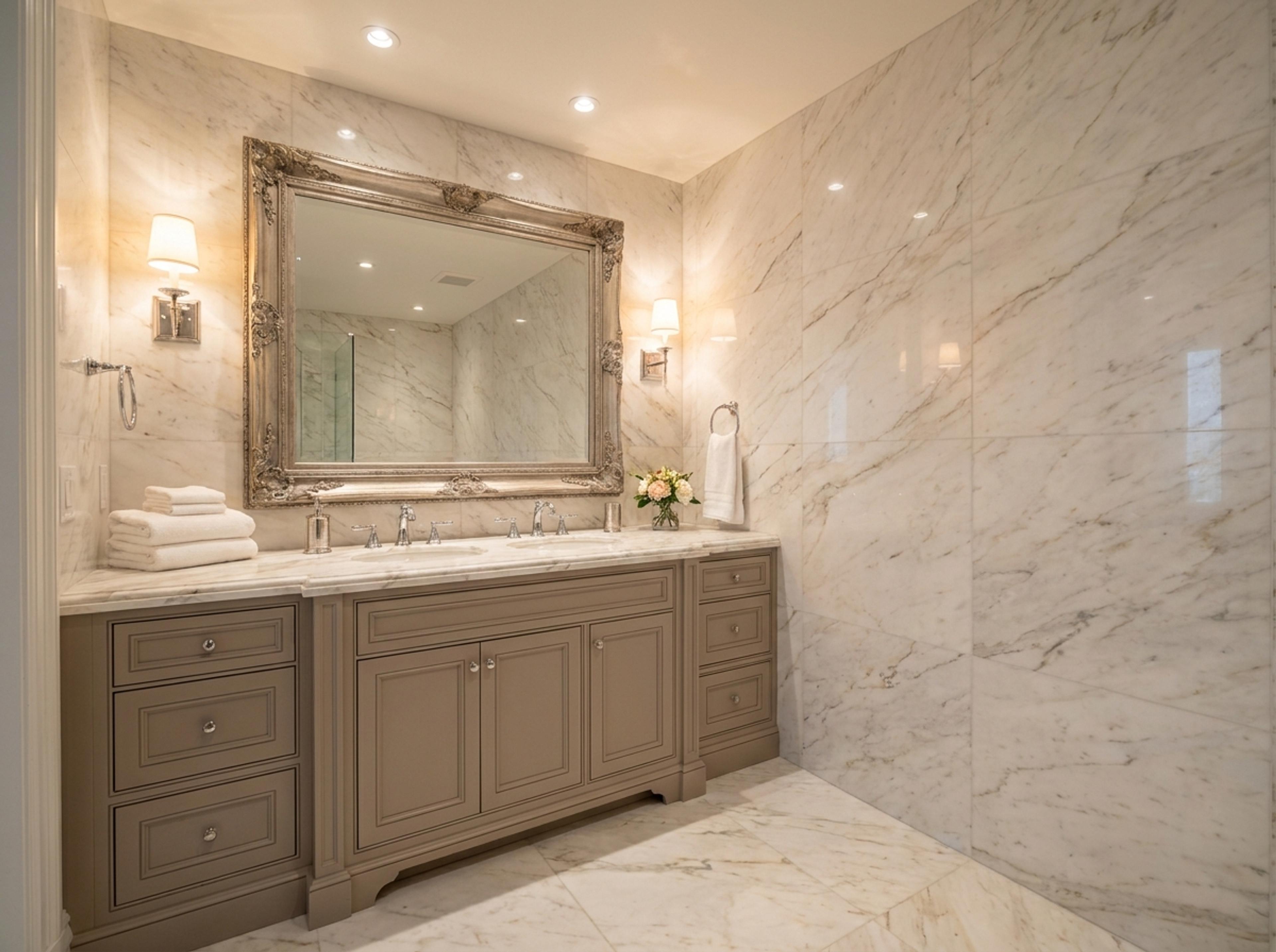 Baño principal revestido en mármol