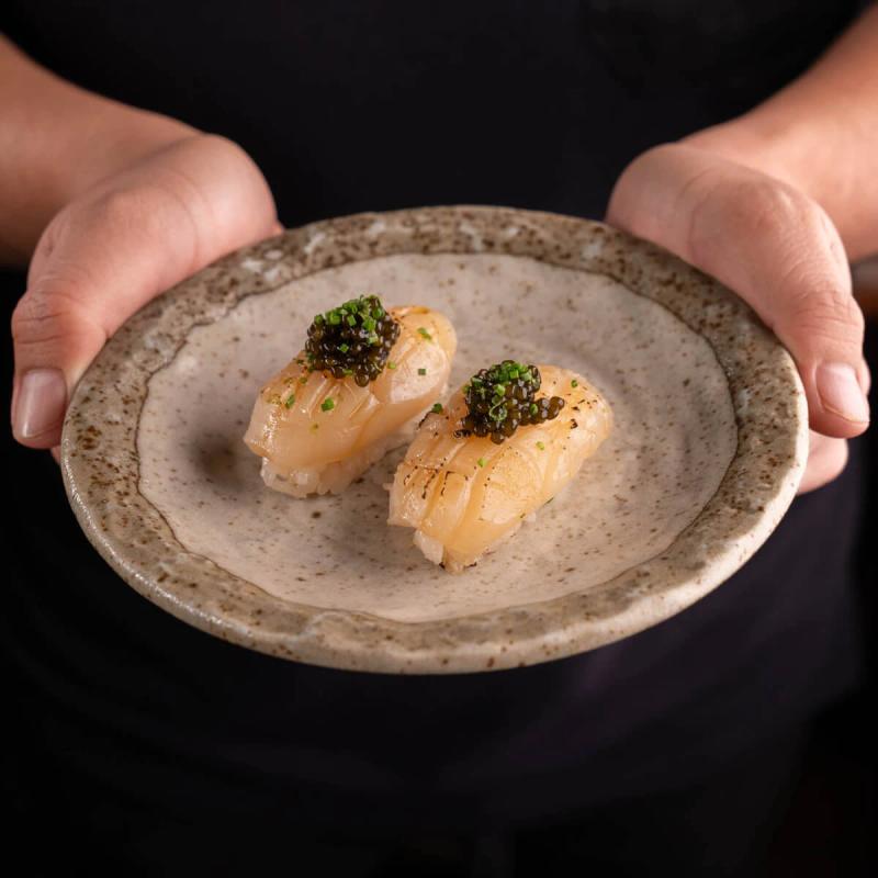 SCALLOP NIGIRI + CAVIAR