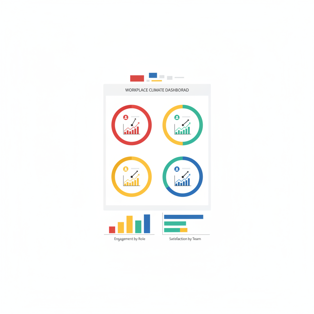 Dashboard con métricas de clima laboral segmentadas por perfil DISC
