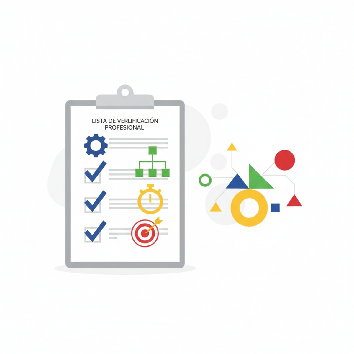 Lista de verificación profesional con elementos marcados, representando preparación sistemática