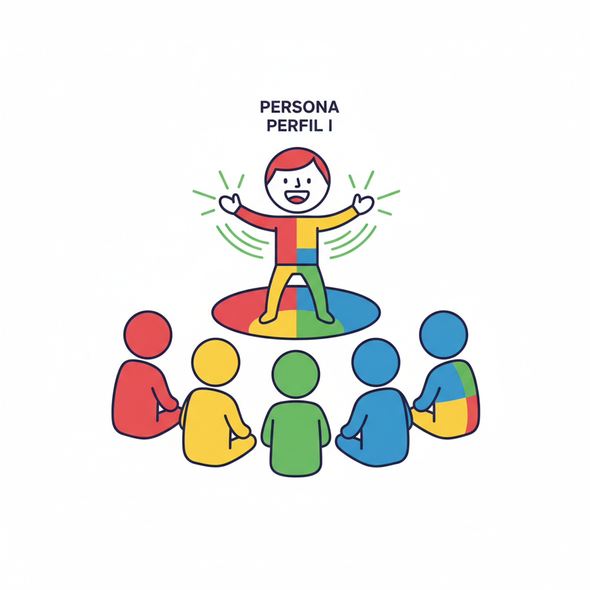 Persona perfil I presentando ante un grupo, con expresión entusiasta y gestos dinámicos