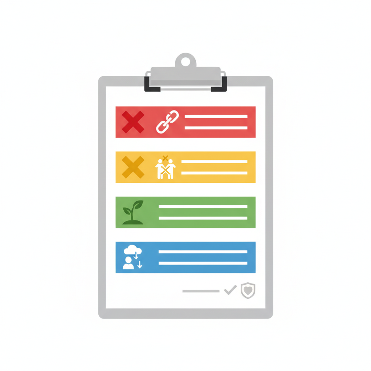 Lista de verificación con señales de alerta marcadas, representando la identificación de un ambiente tóxico