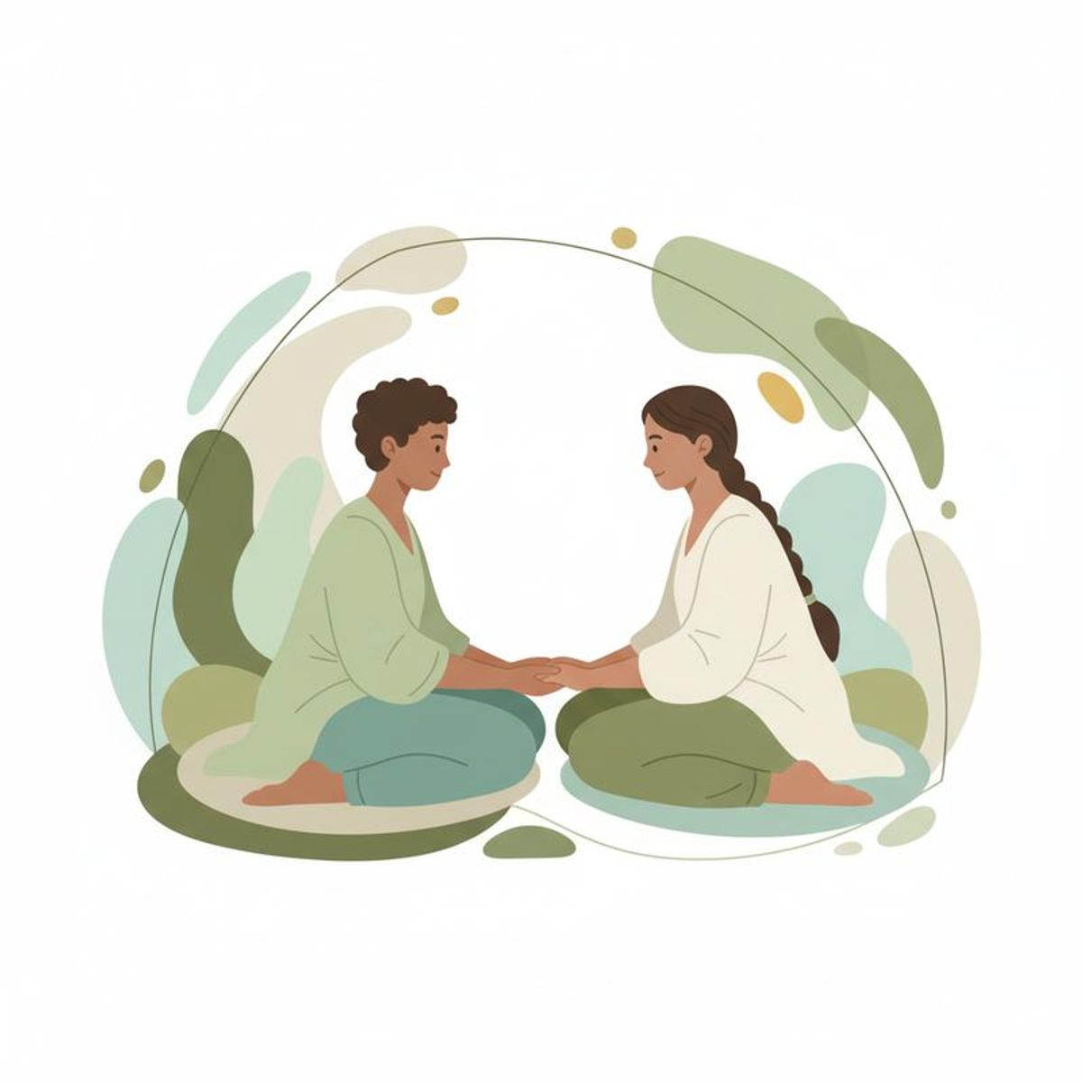 Ilustración dinámica en parejas, ambiente seguro, perfiles S