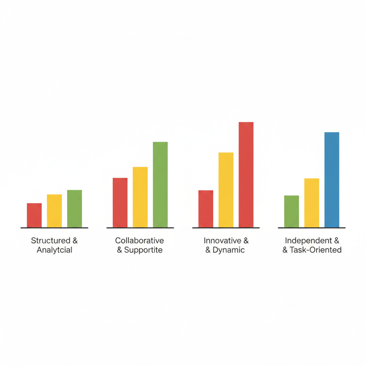 Gráfico comparativo mostrando las preferencias de cada perfil DISC en los 4 tipos de ambiente laboral