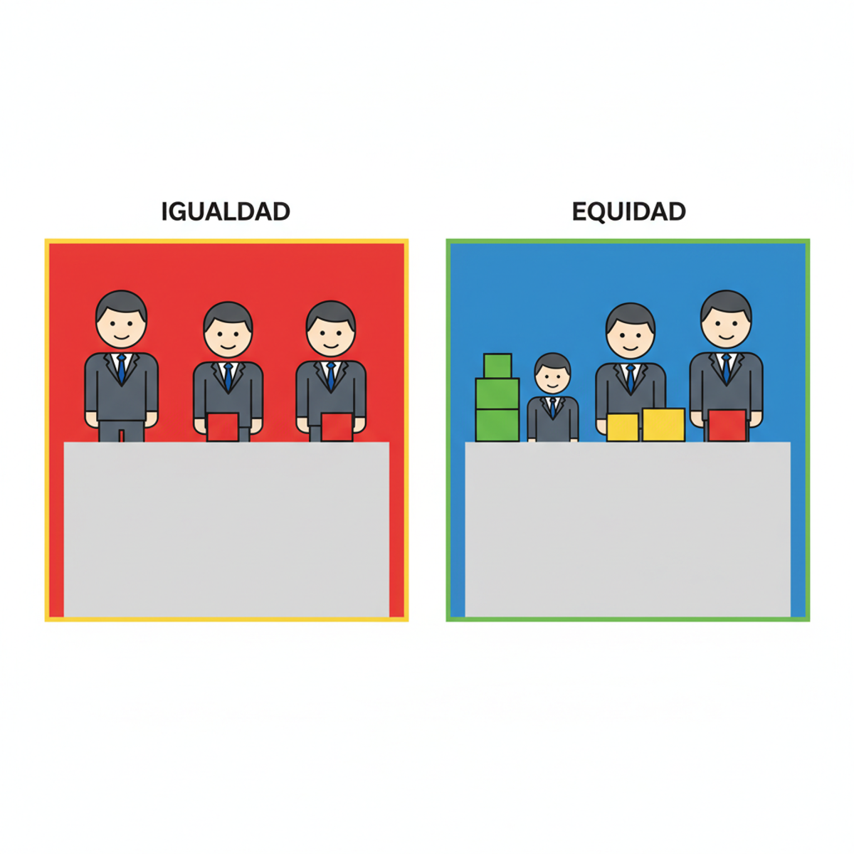 Infografía mostrando la diferencia entre igualdad y equidad en el contexto laboral