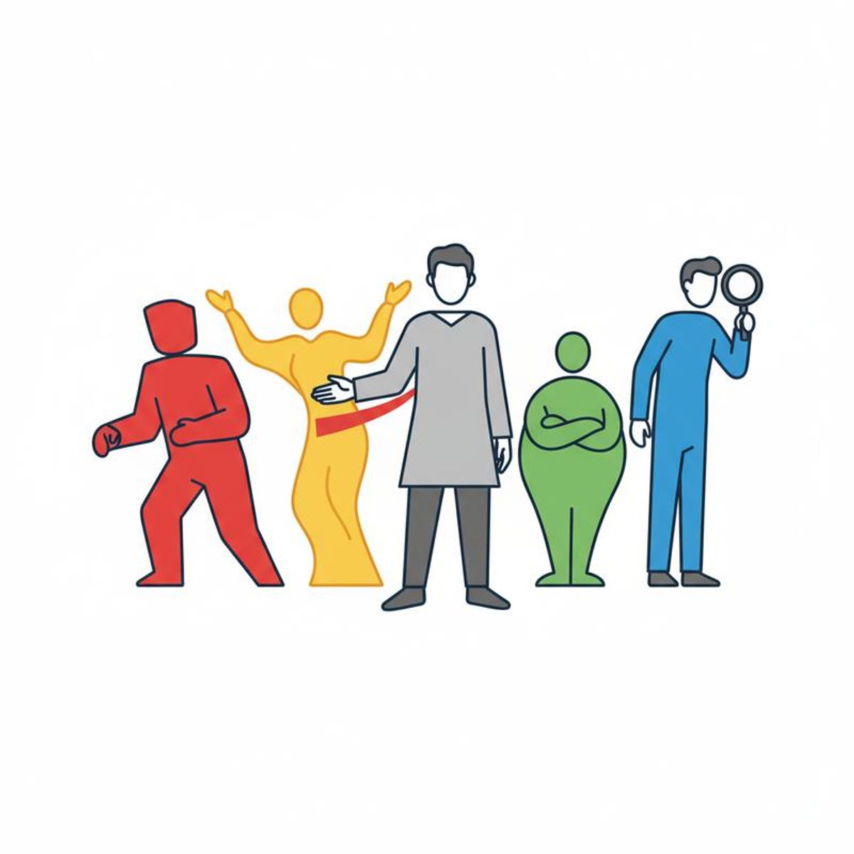 Ilustración liderazgo DISC con diferentes estilos