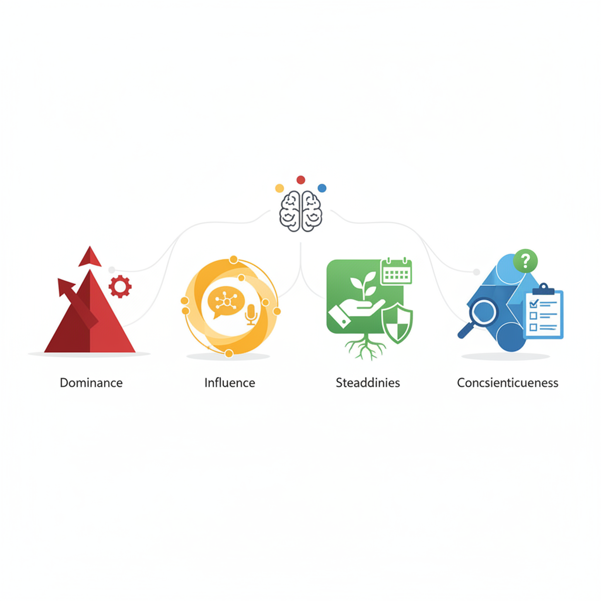 Comparación visual de las diferentes necesidades de coaching según cada perfil DISC