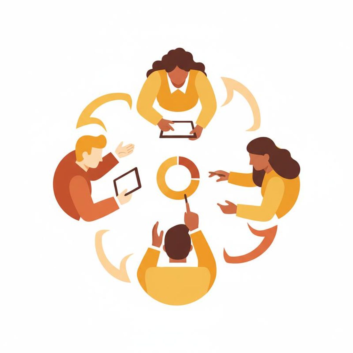 Ilustración dinámicas de comunicación en equipo