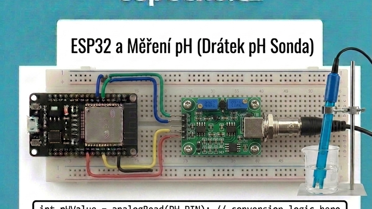 ESP32 + pH modul a sonda – měření kyselosti kapalin v Arduino IDE
